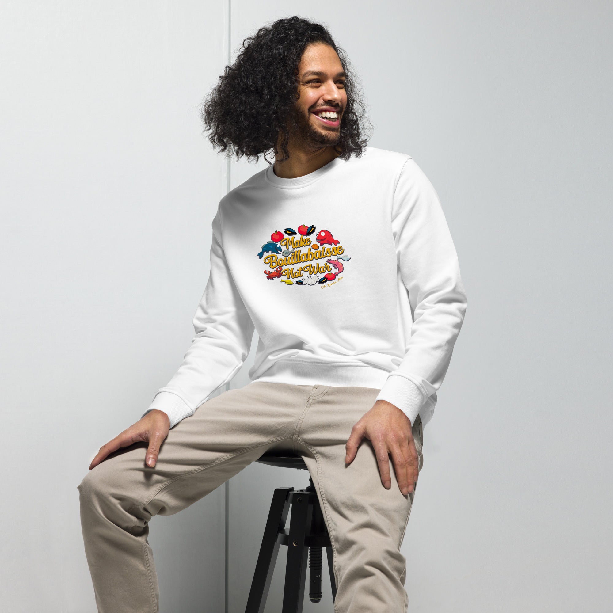 Unisex organic sweatshirt Make Bouillabaisse Not War