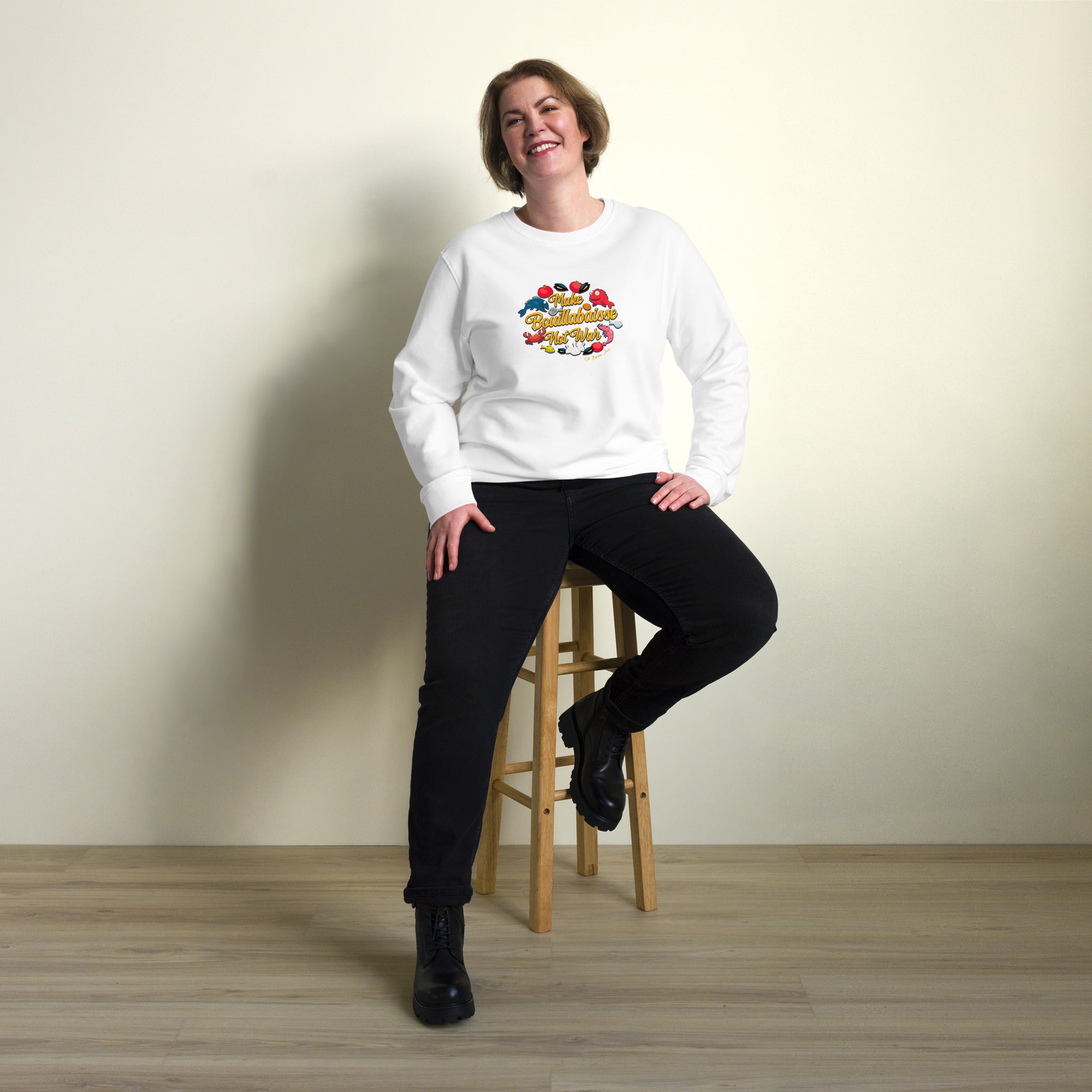 Unisex organic sweatshirt Make Bouillabaisse Not War