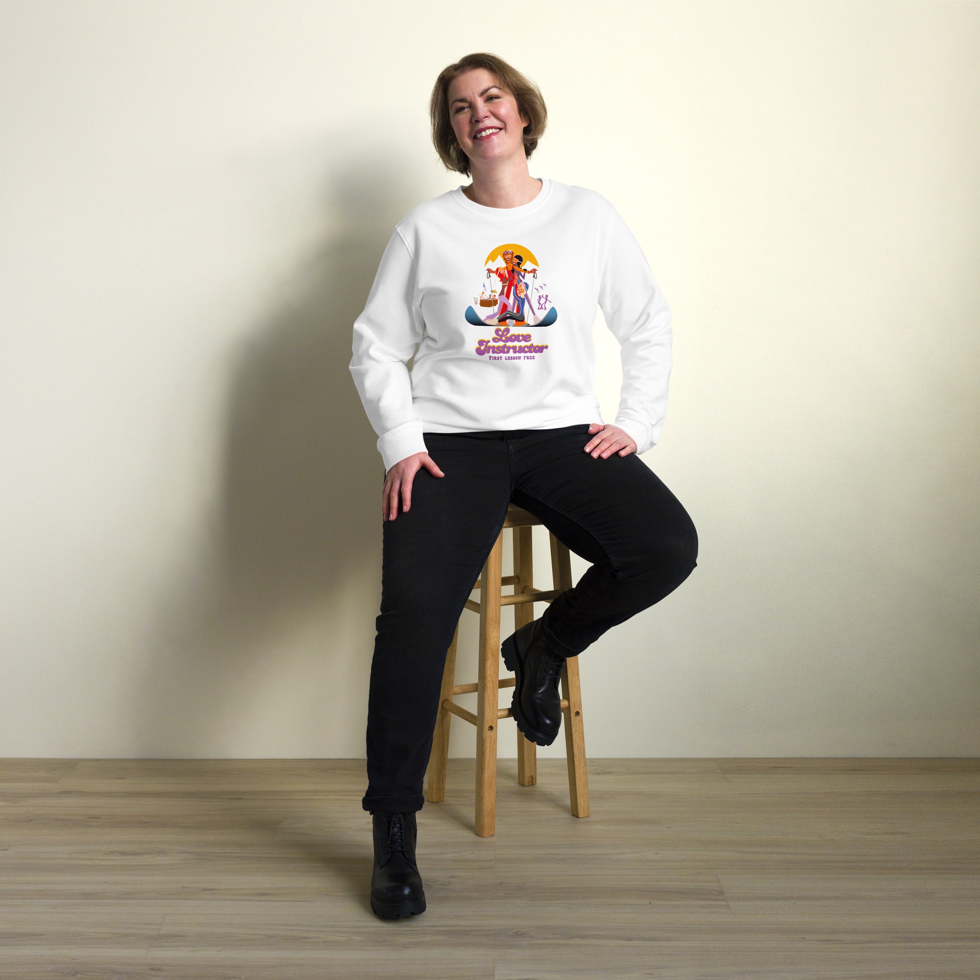 Unisex organic sweatshirt Love Instructor First Lesson free