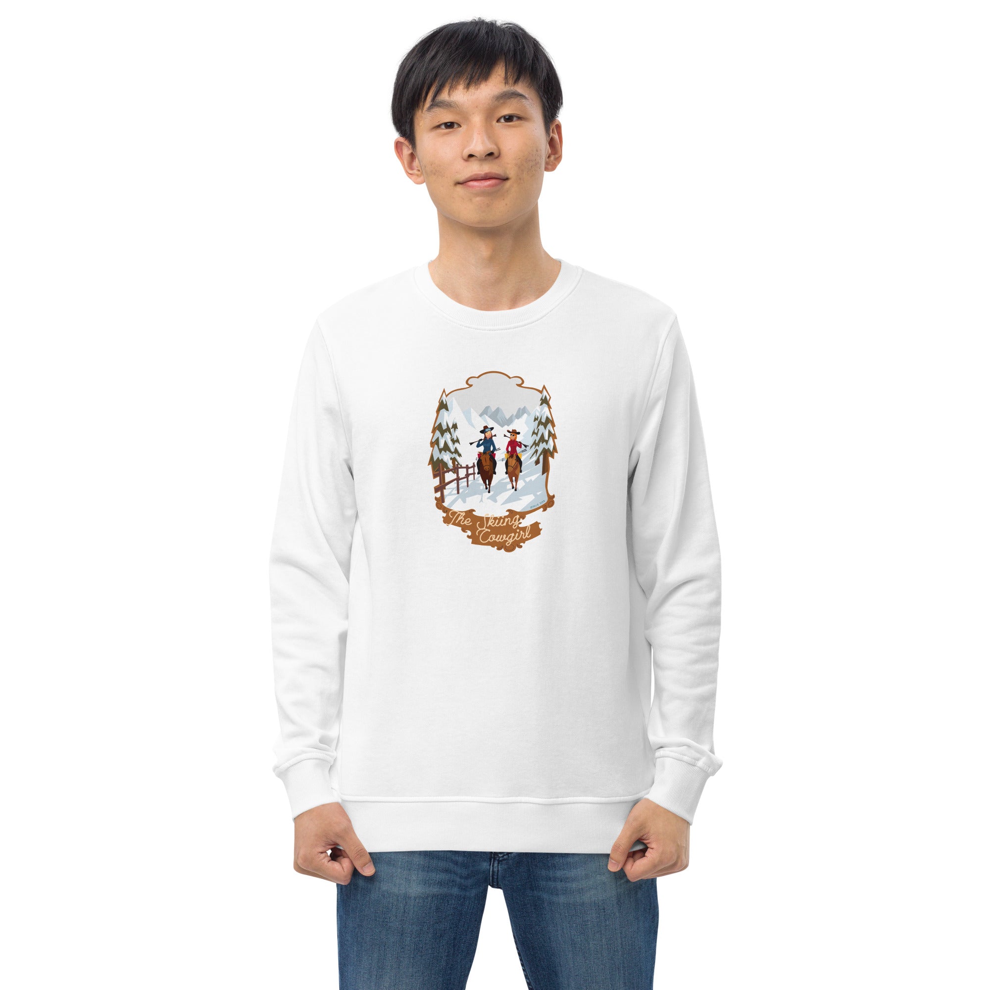 Unisex organic sweatshirt The Skiing Cowgirl