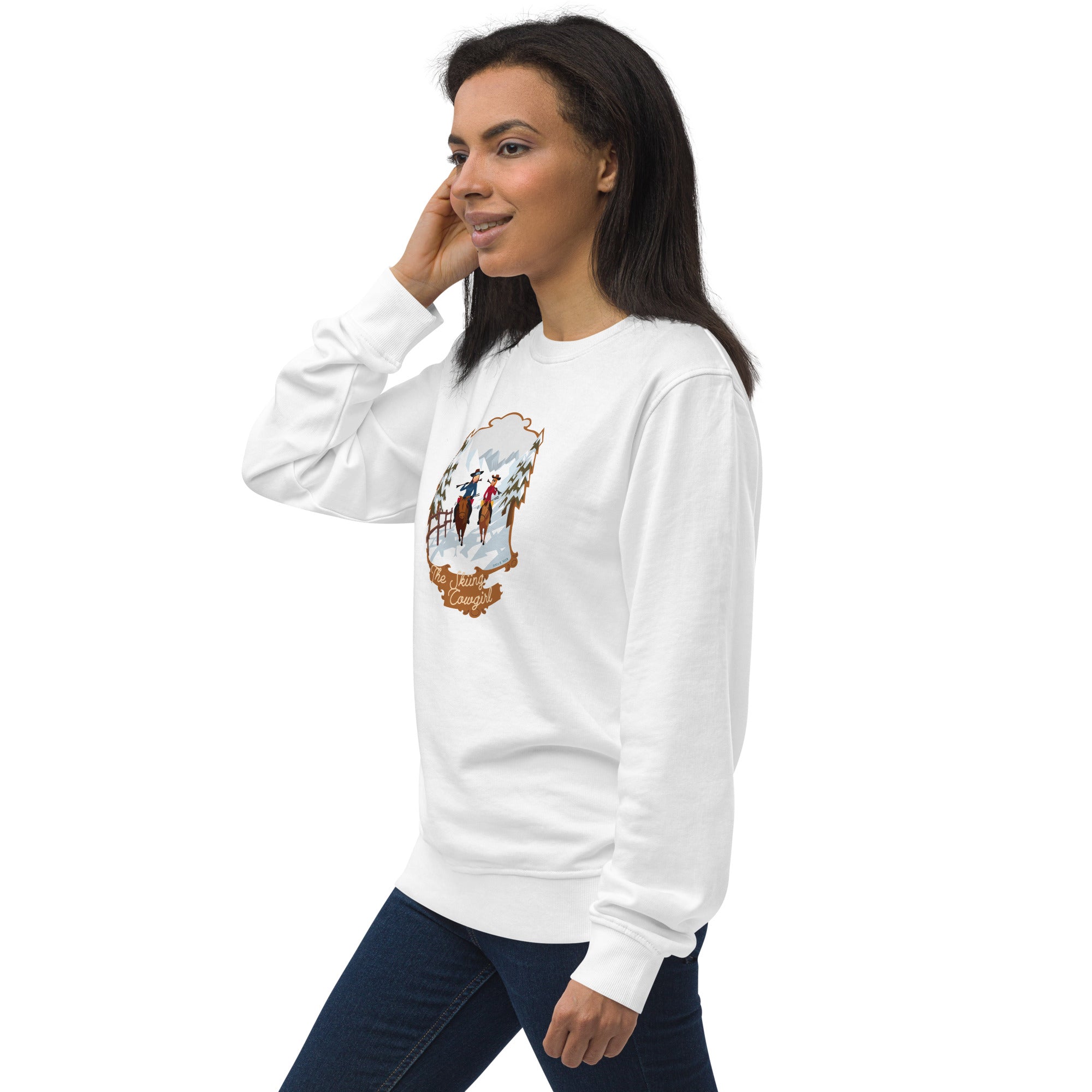 Unisex organic sweatshirt The Skiing Cowgirl