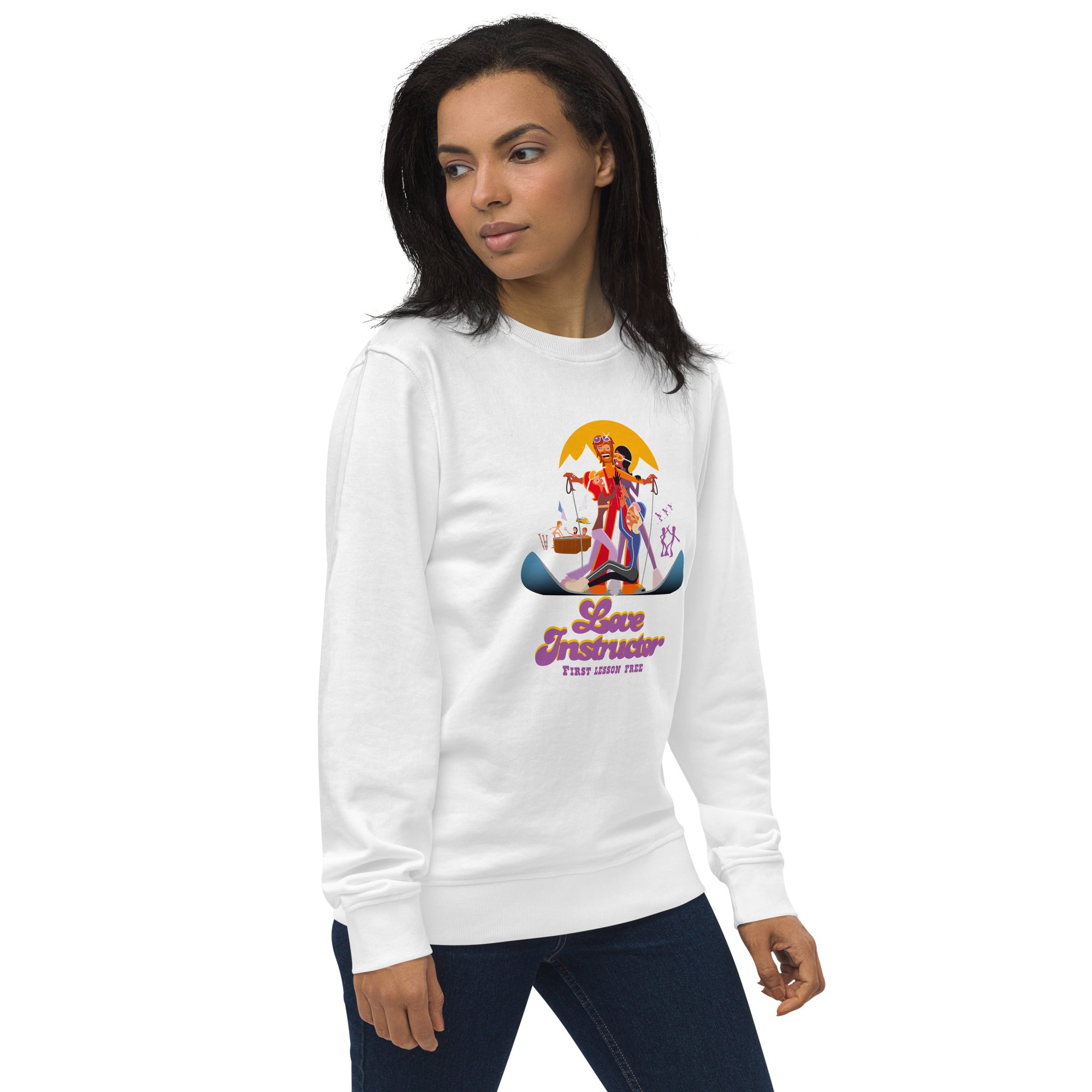 Unisex organic sweatshirt Love Instructor First Lesson free