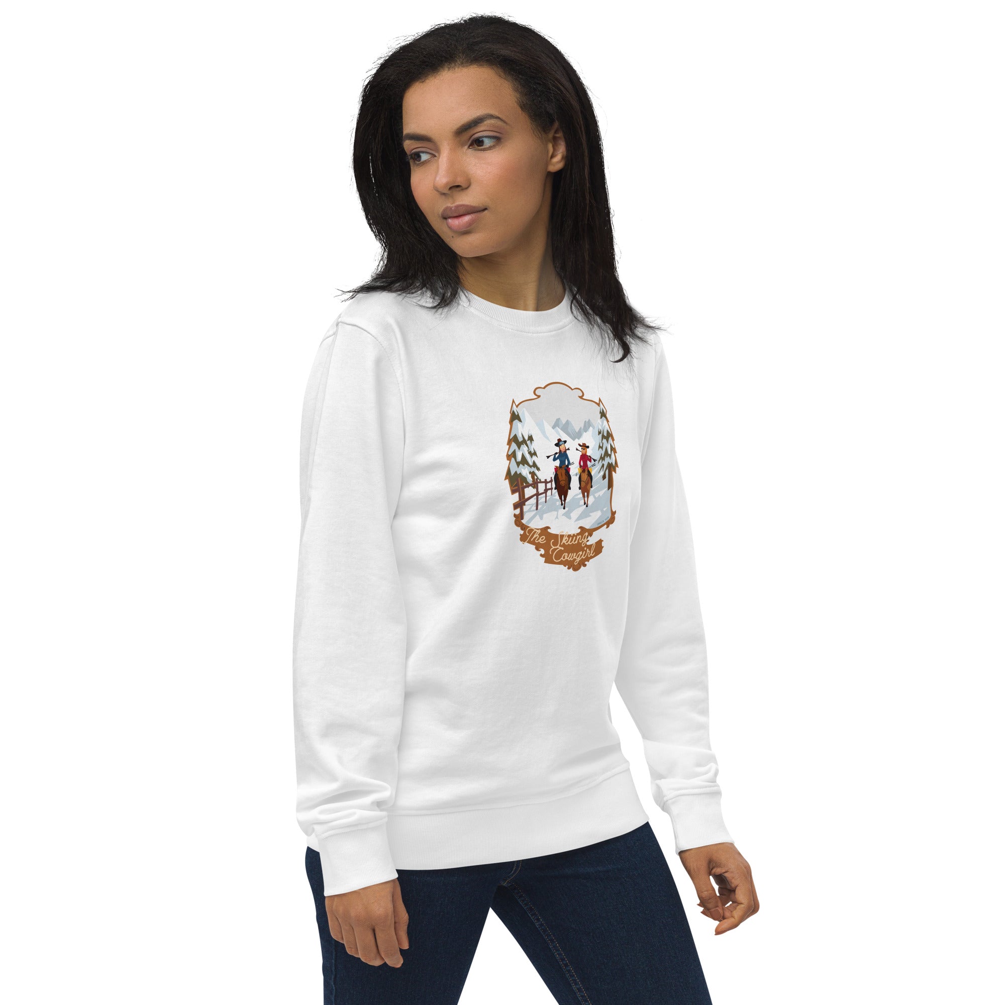 Unisex organic sweatshirt The Skiing Cowgirl