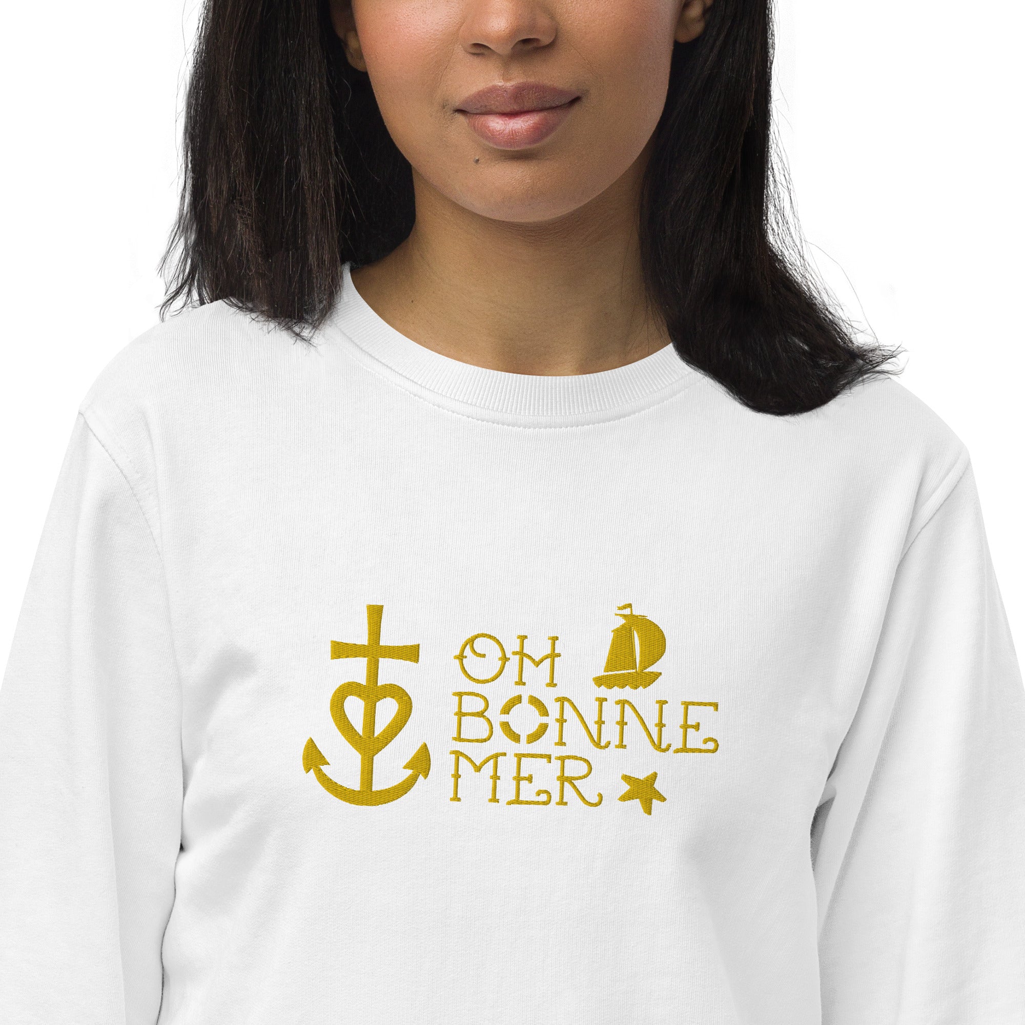 Unisex organic sweatshirt Oh Bonne Mer 2 embroided