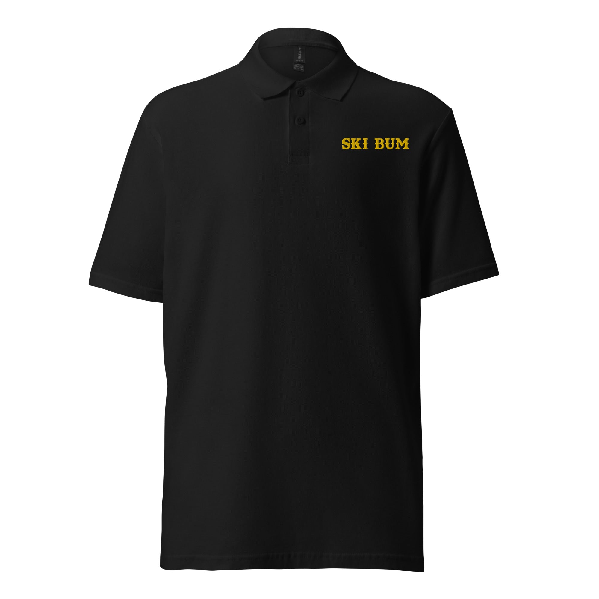 Unisex pique polo shirt Ski Bum Gold embroidered pattern