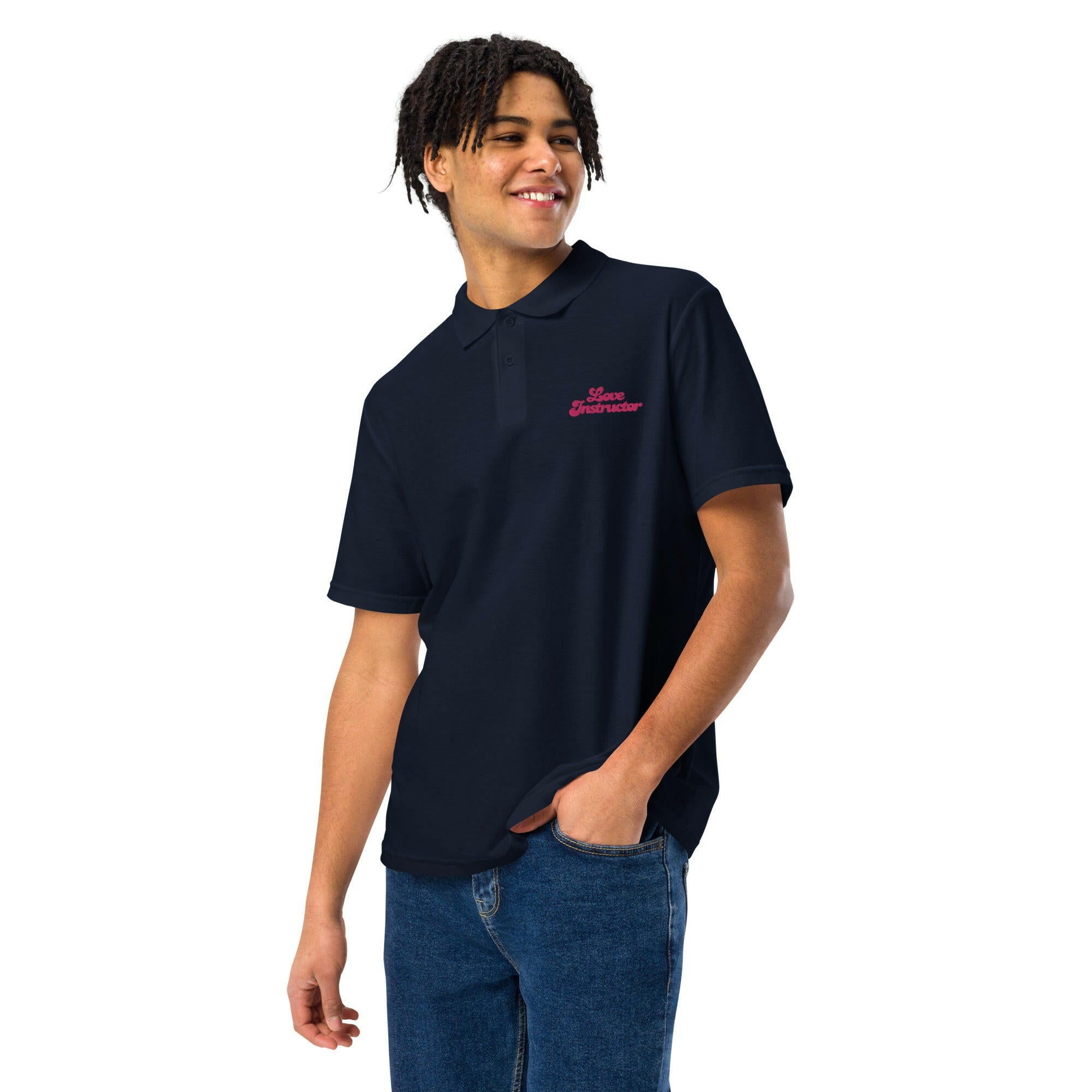 Unisex pique polo shirt Love instructor embroidered pattern