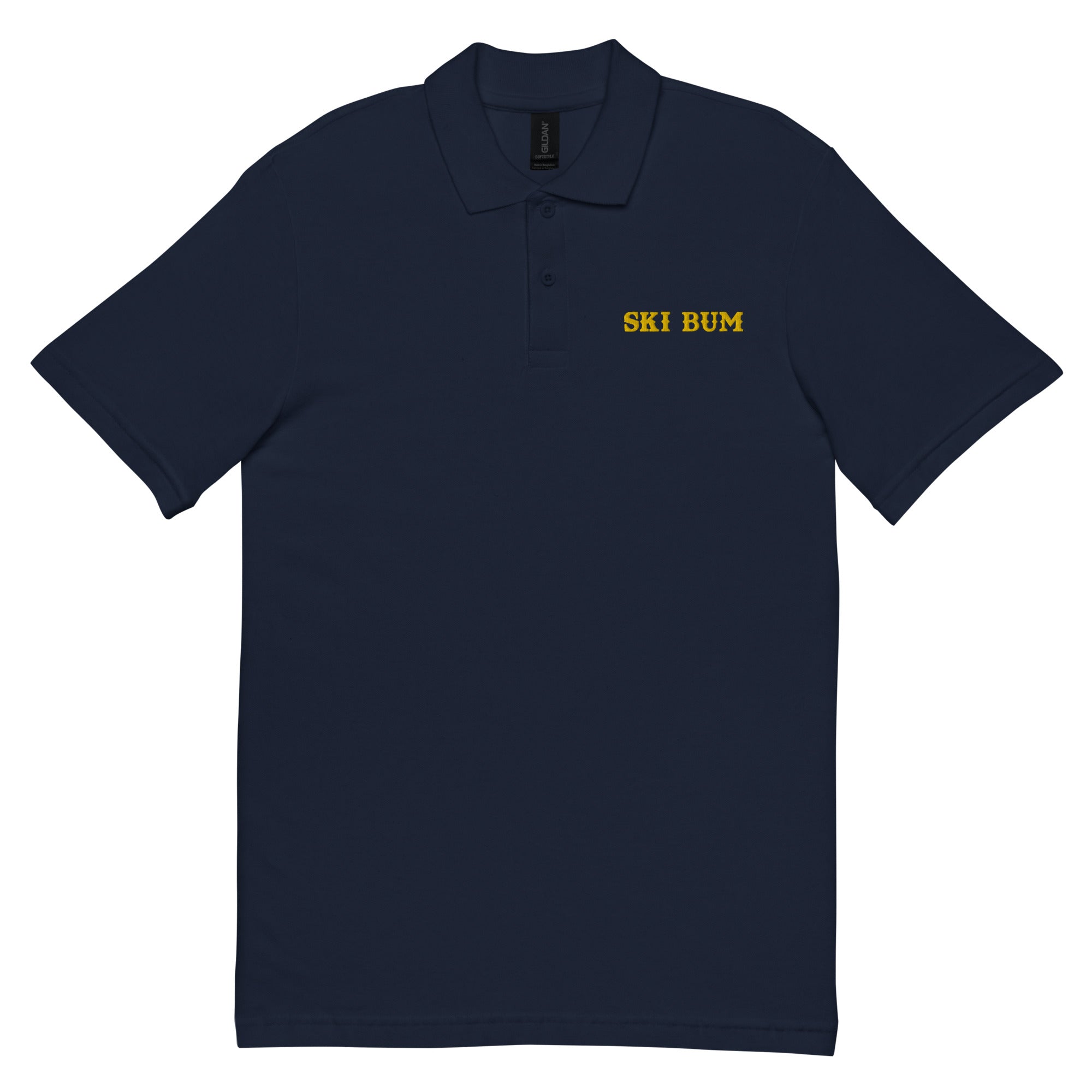 Unisex pique polo shirt Ski Bum Gold embroidered pattern