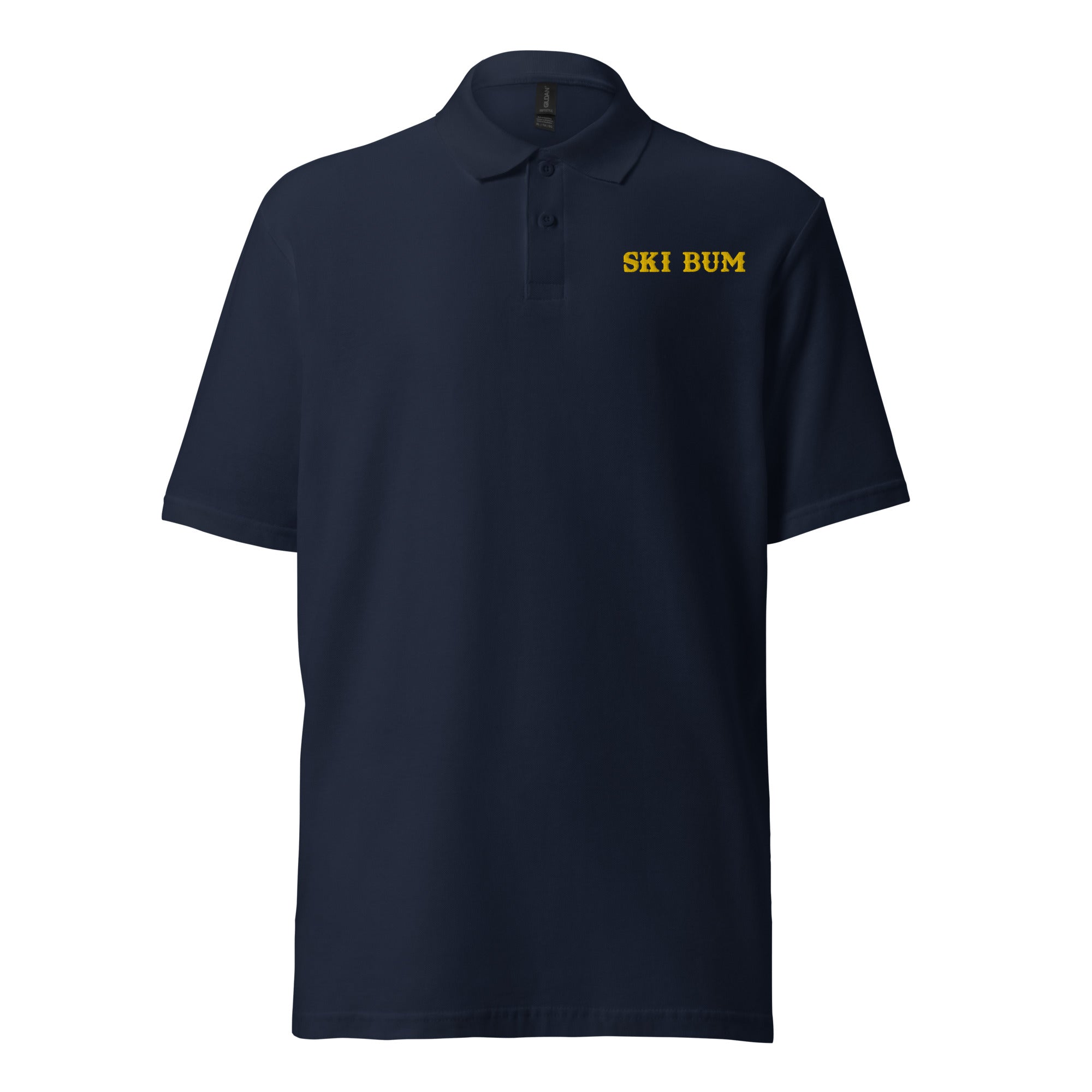 Unisex pique polo shirt Ski Bum Gold embroidered pattern