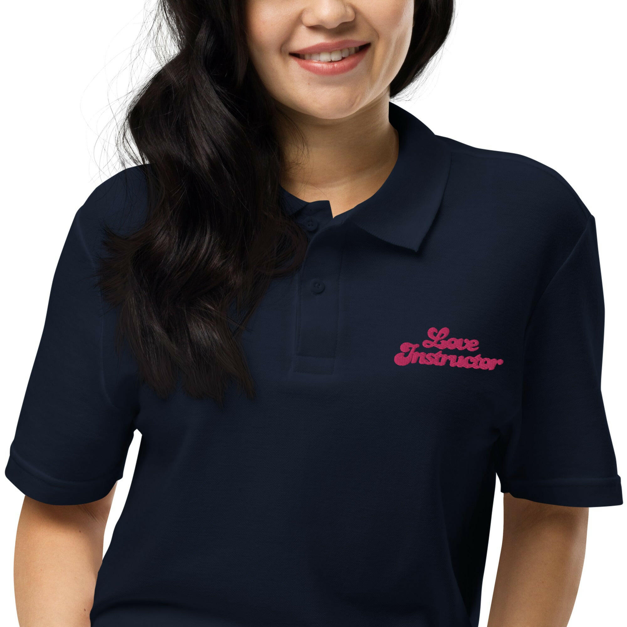 Unisex pique polo shirt Love instructor embroidered pattern