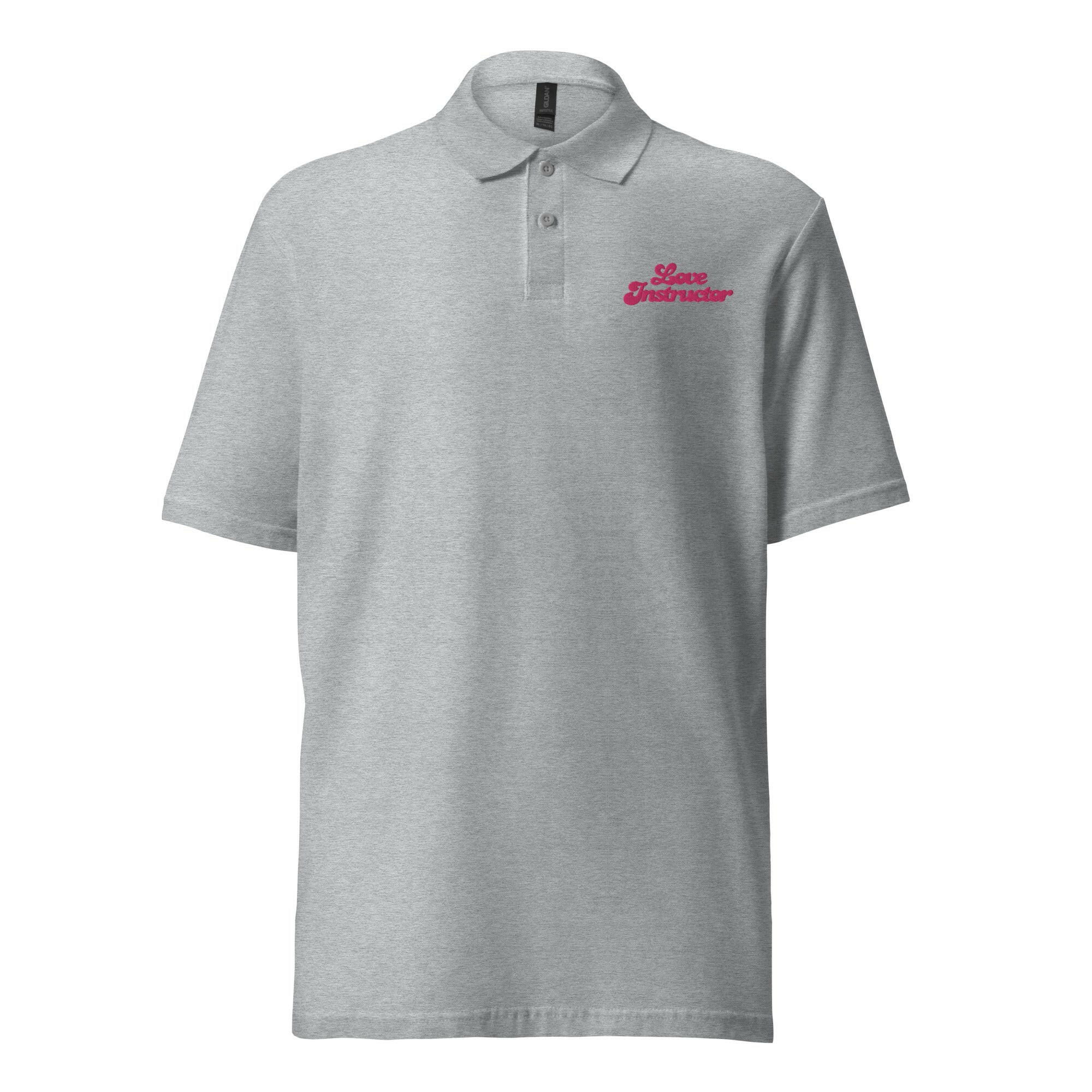 Unisex pique polo shirt Love instructor embroidered pattern