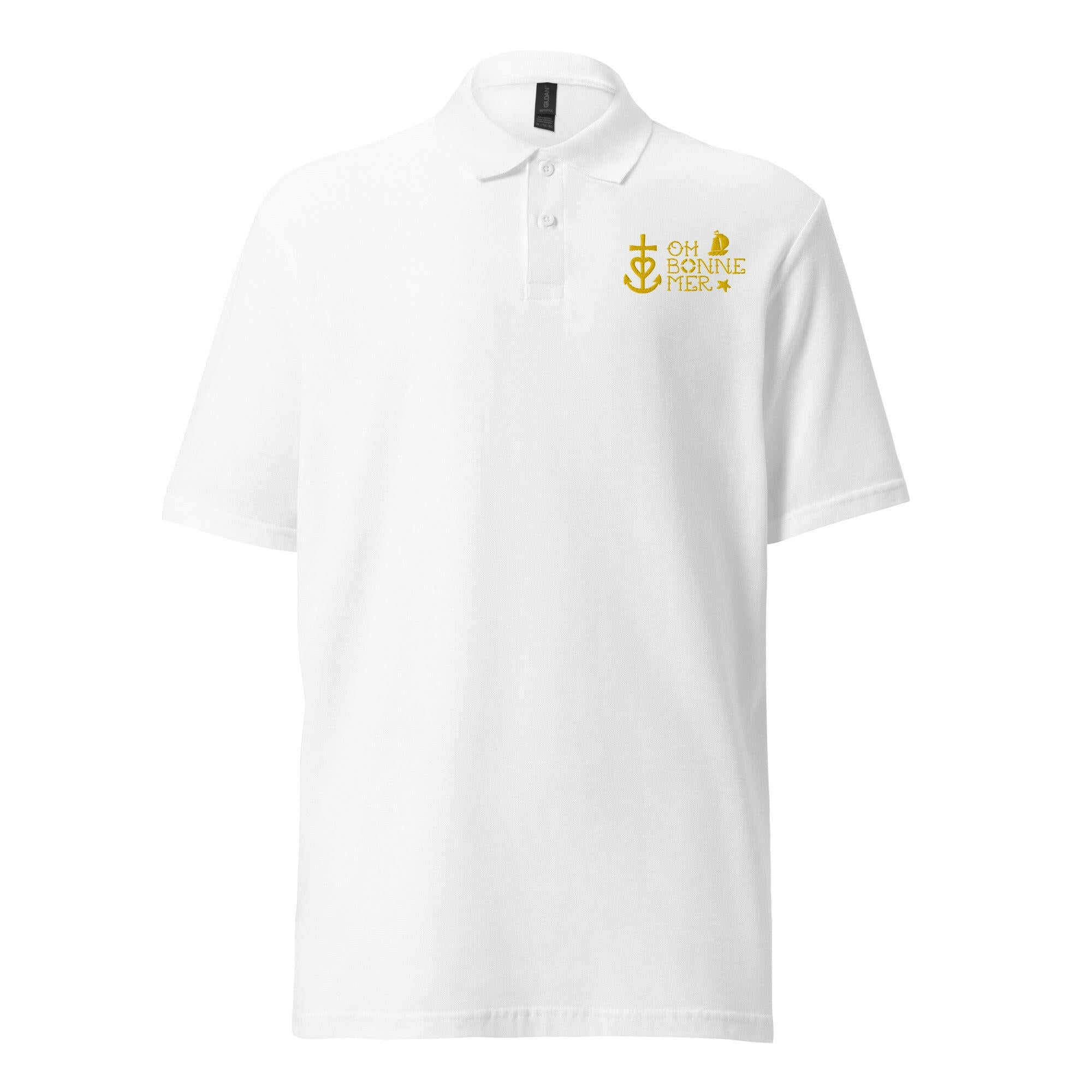 Unisex pique polo shirt Oh Bonne Mer 2 embroidered pattern