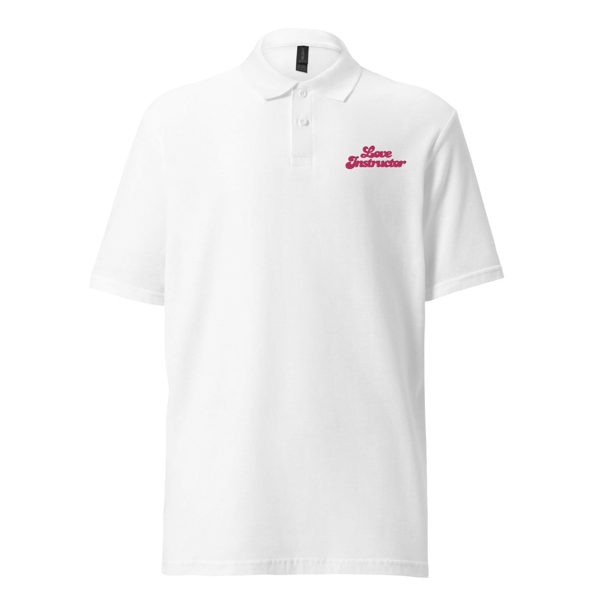 Unisex pique polo shirt Love instructor embroidered pattern