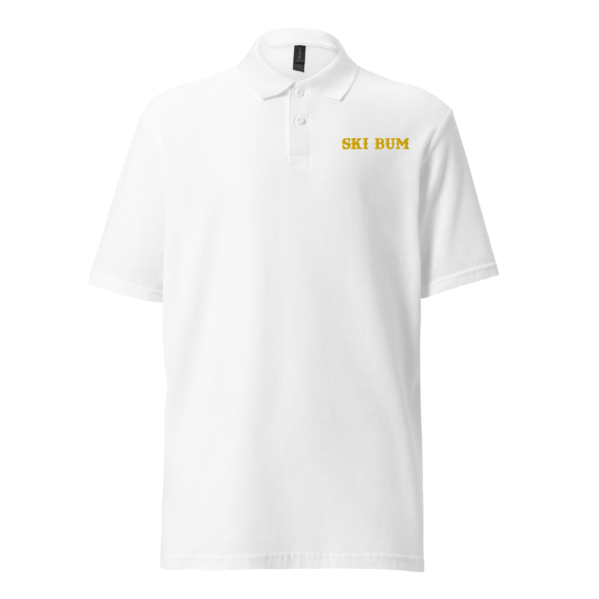 Unisex pique polo shirt Ski Bum Gold embroidered pattern