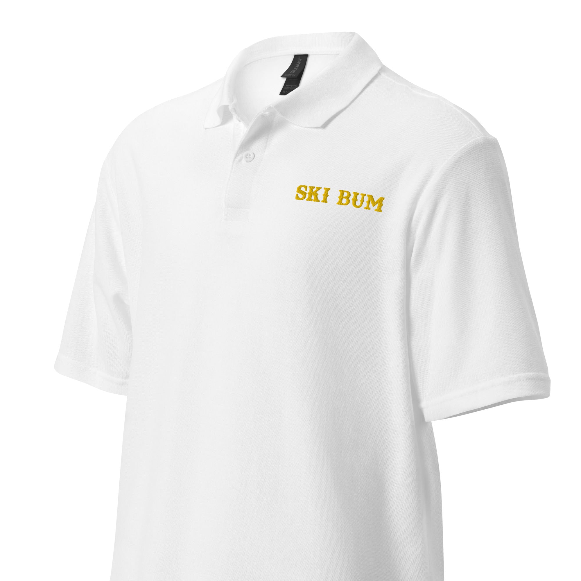 Unisex pique polo shirt Ski Bum Gold embroidered pattern