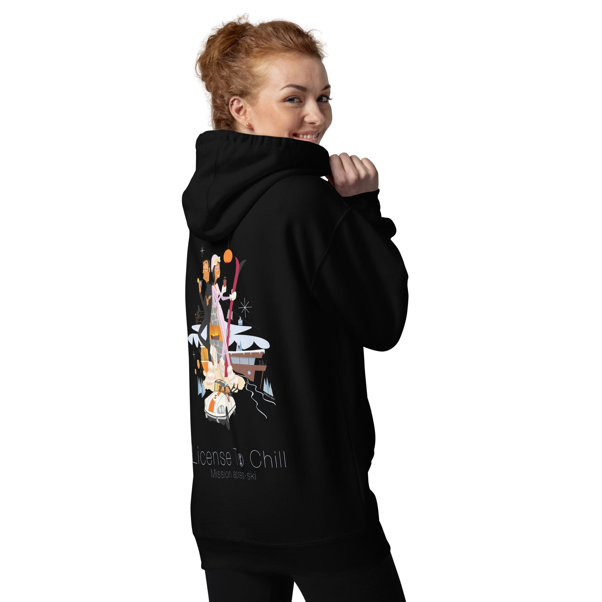 Unisex Cotton Hoodie License To Chill Mission Après-Ski (front & back)