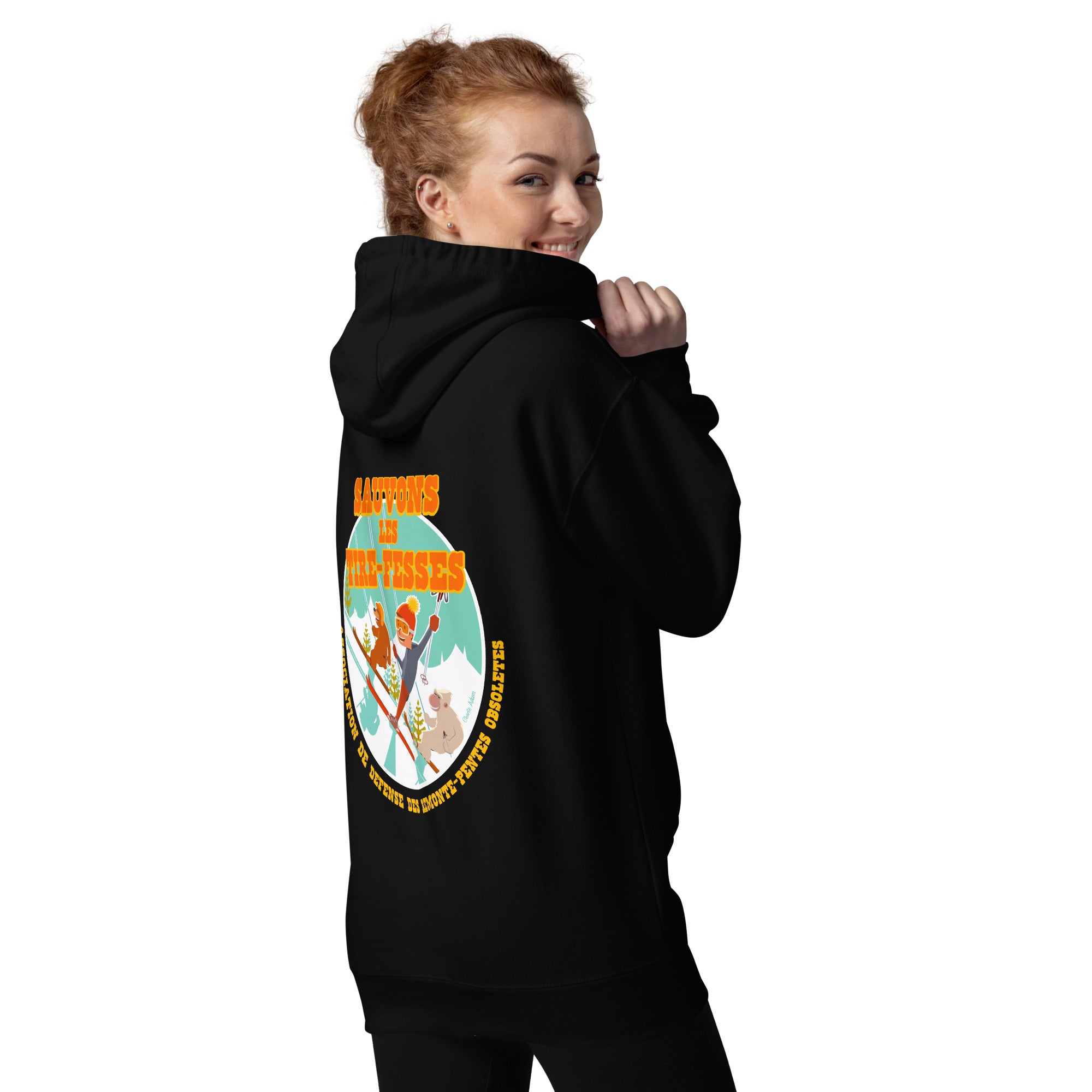 Unisex Cotton Hoodie Sauvons les Tires-fesses (front & back)