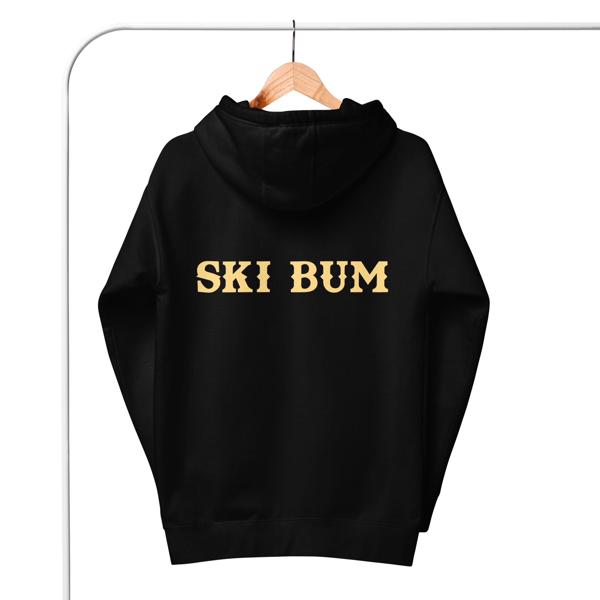 Unisex Cotton Hoodie Ski Bum light text (front & back)