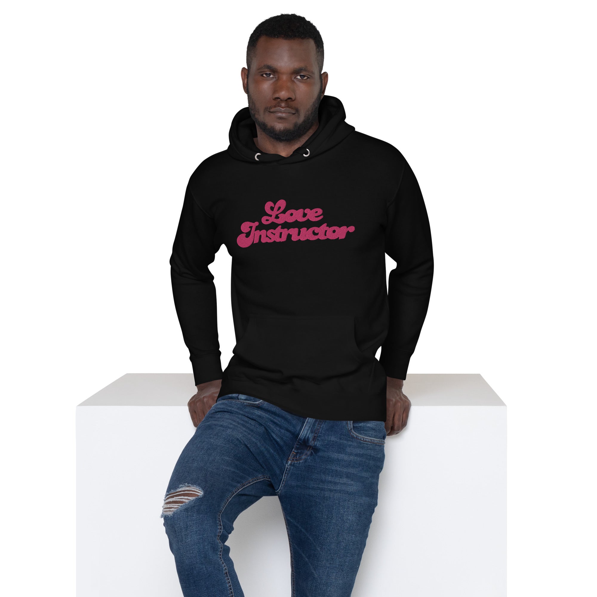 Sweat à capuche unisexe en coton Love Instructor grand motif brodé