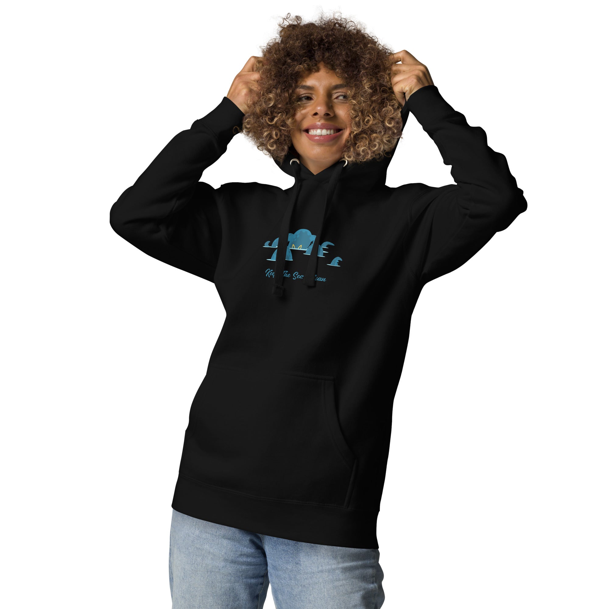 Unisex Cotton Hoodie Octopus Blue on dark colors