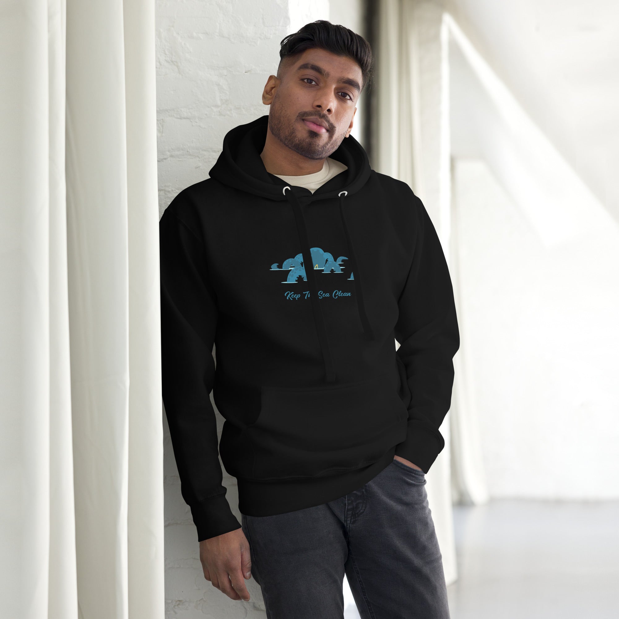 Unisex Cotton Hoodie Octopus Blue on dark colors