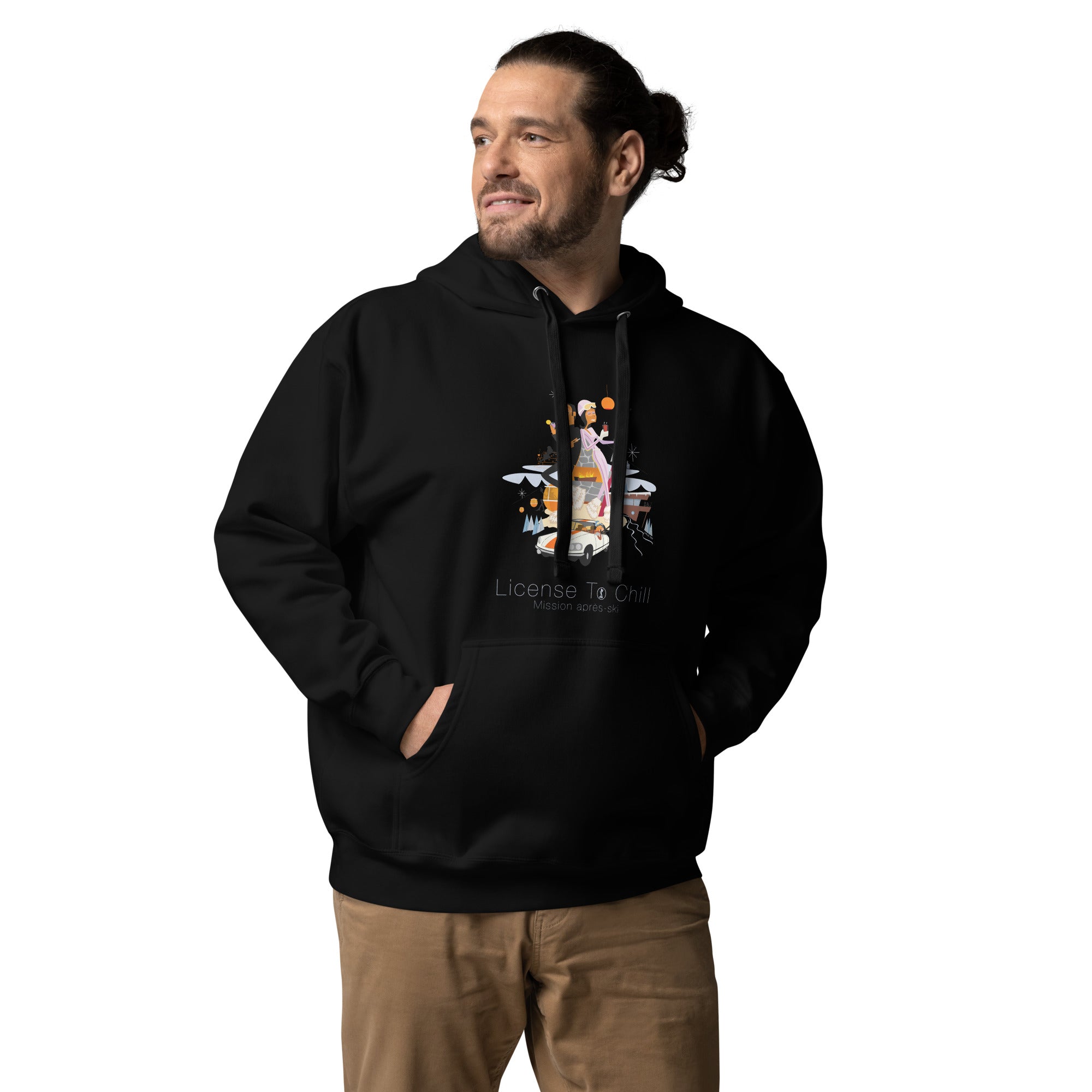 Unisex Cotton Hoodie License To Chill Mission Après-Ski (front & back)