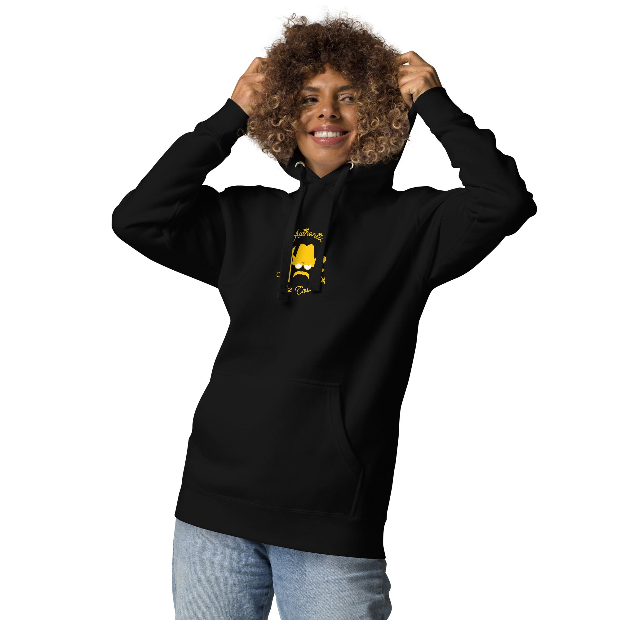 Unisex Cotton Hoodie Authentic Skiing Cowboy Gold