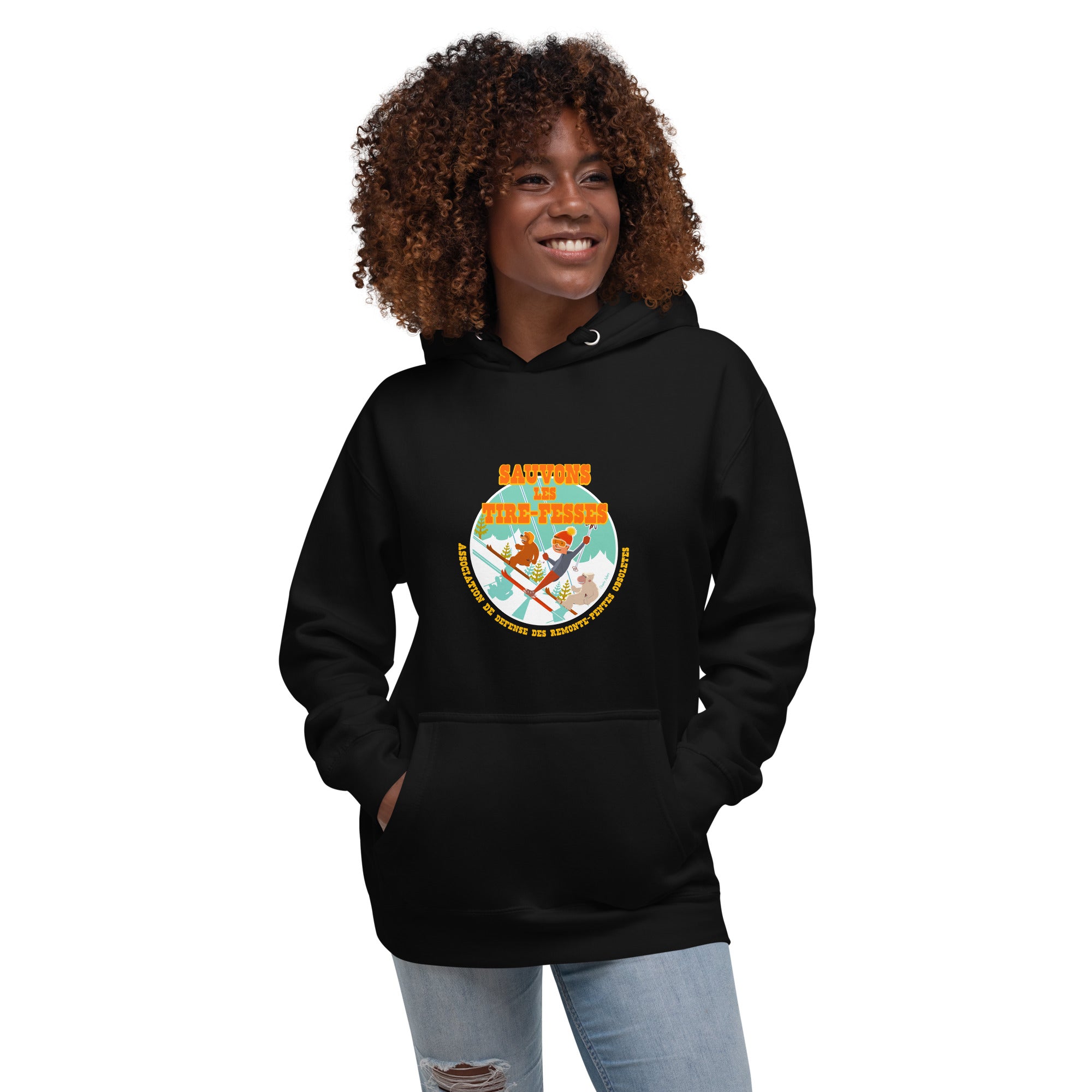 Unisex Cotton Hoodie Sauvons les Tires-fesses (front & back)