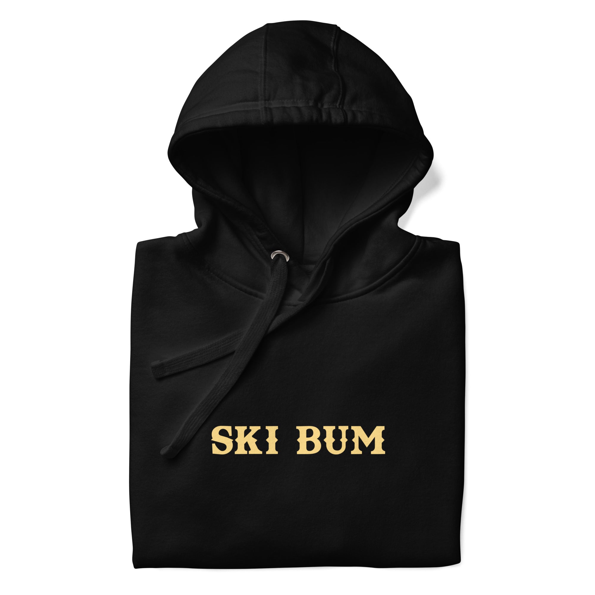 Unisex Cotton Hoodie Ski Bum light text (front & back)