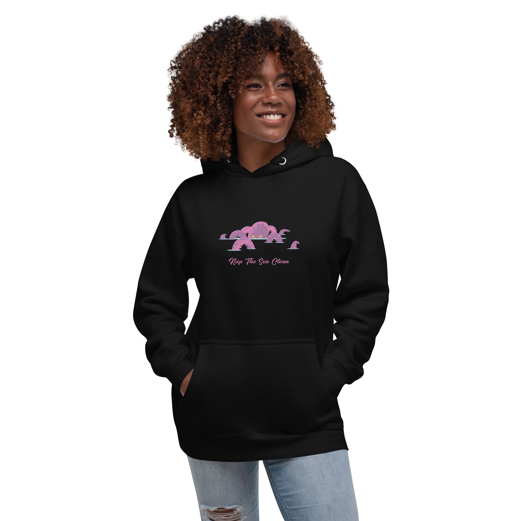 Unisex Cotton Hoodie Octopus Purple