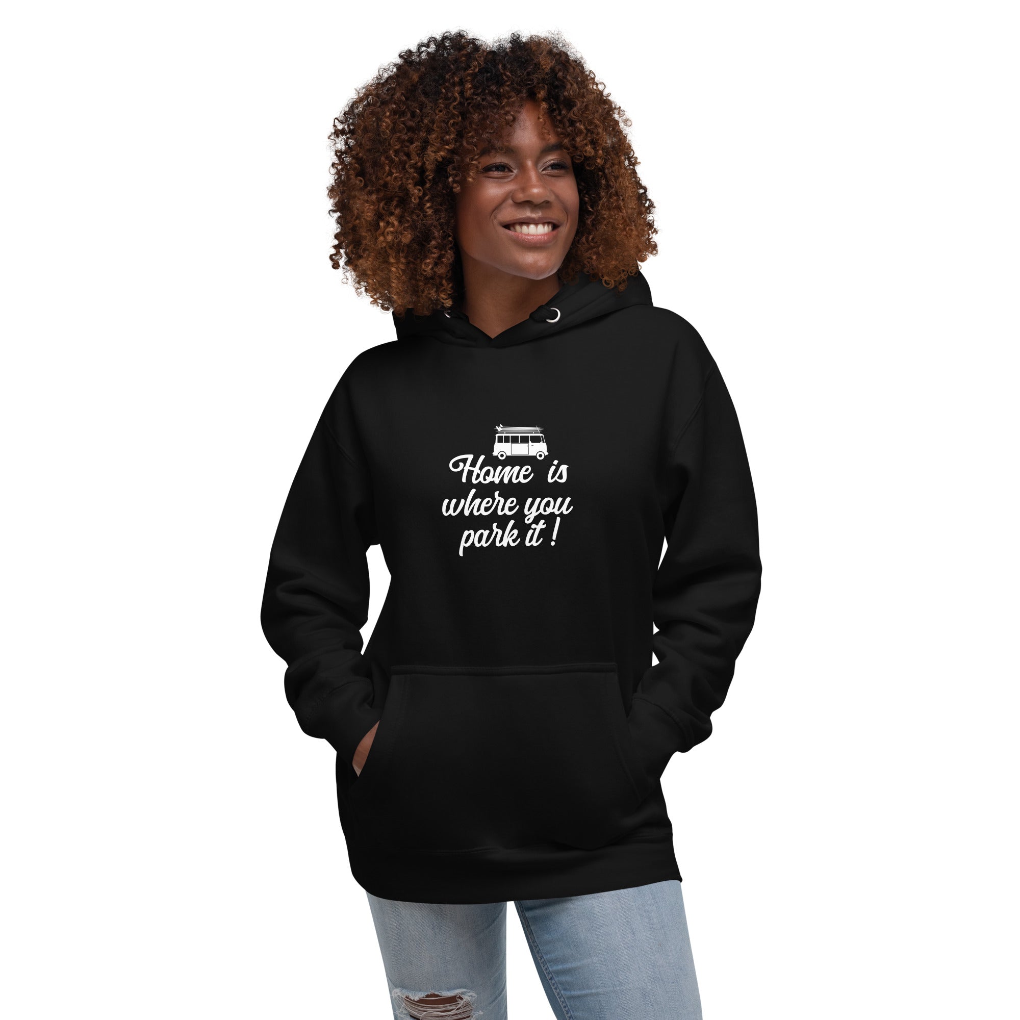 Unisex Cotton Hoodie White Surf Combi Home is where you park it