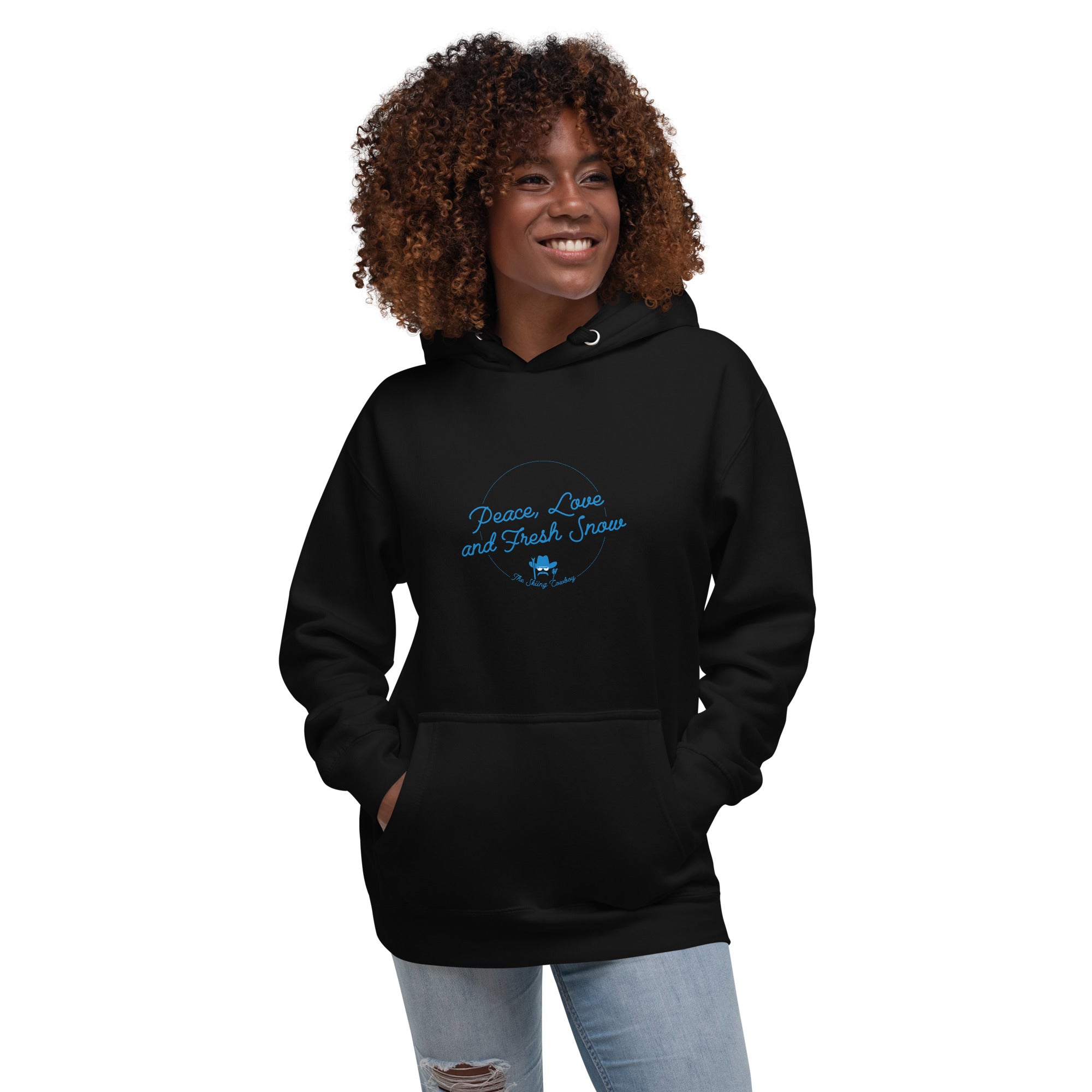 Unisex Cotton Hoodie Peace, Love and Fresh Snow