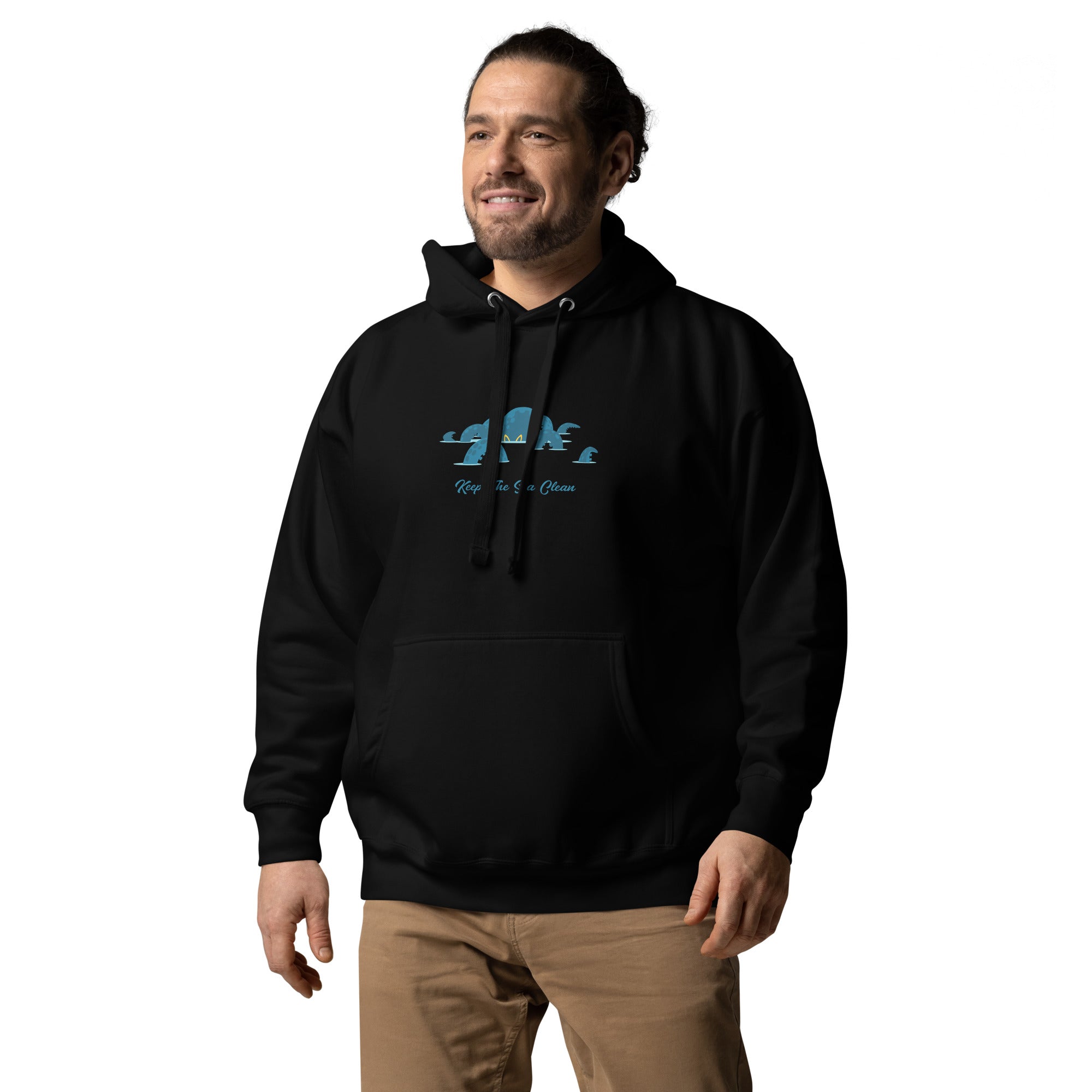 Unisex Cotton Hoodie Octopus Blue on dark colors