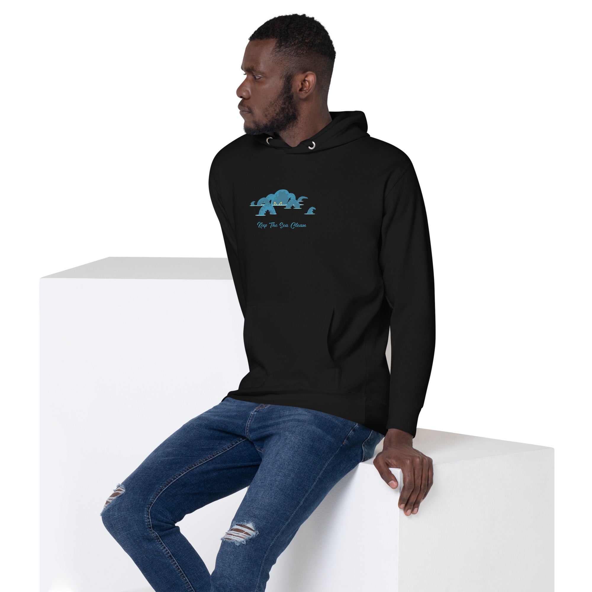 Unisex Cotton Hoodie Octopus Blue on dark colors