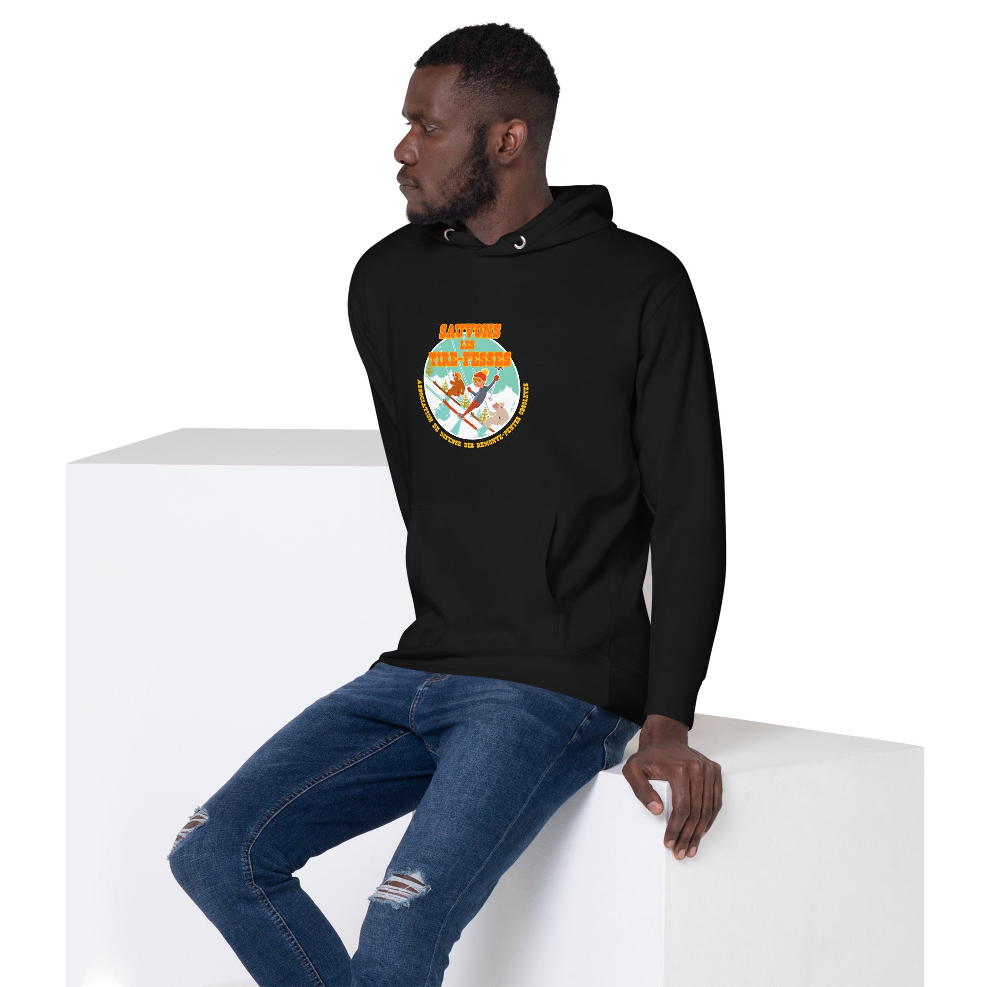 Unisex Cotton Hoodie Sauvons les Tires-fesses (front & back)