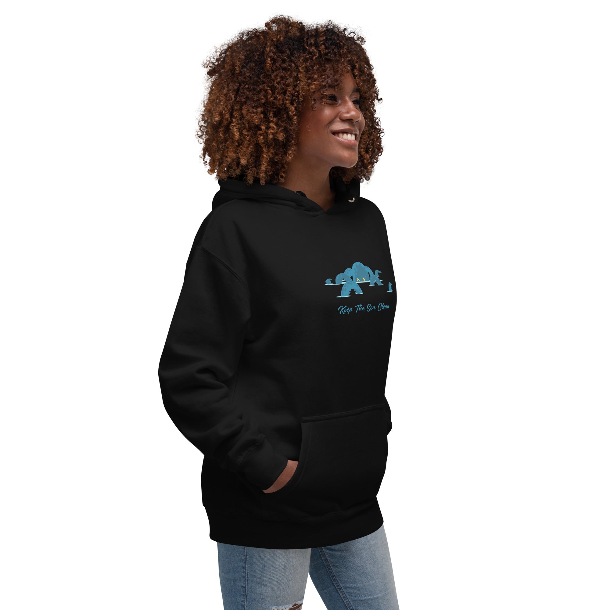 Unisex Cotton Hoodie Octopus Blue on dark colors