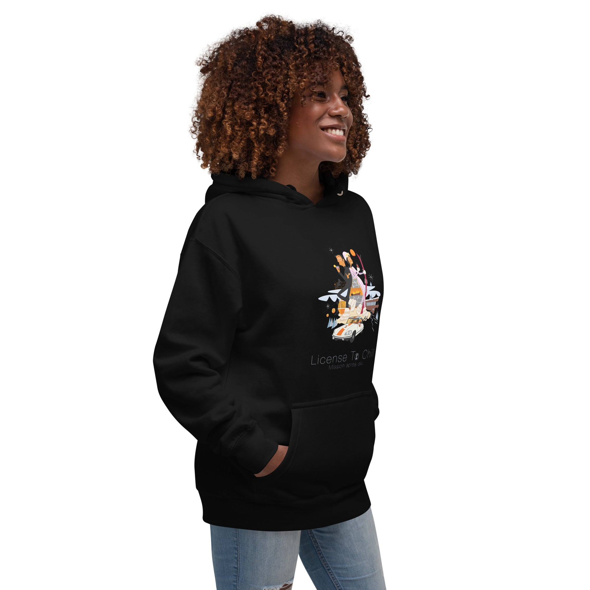 Unisex Cotton Hoodie License To Chill Mission Après-Ski (front & back)