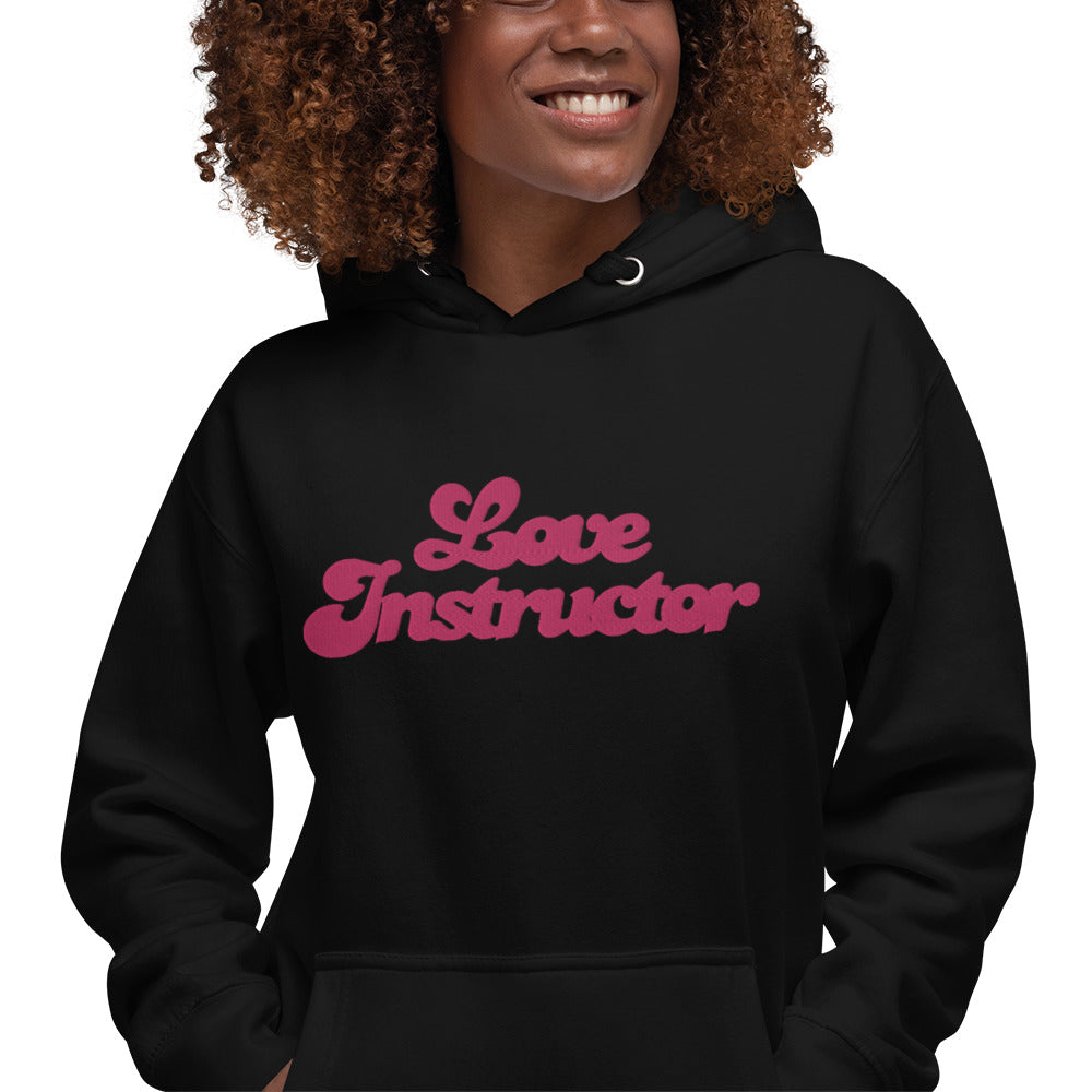 Sweat à capuche unisexe en coton Love Instructor grand motif brodé