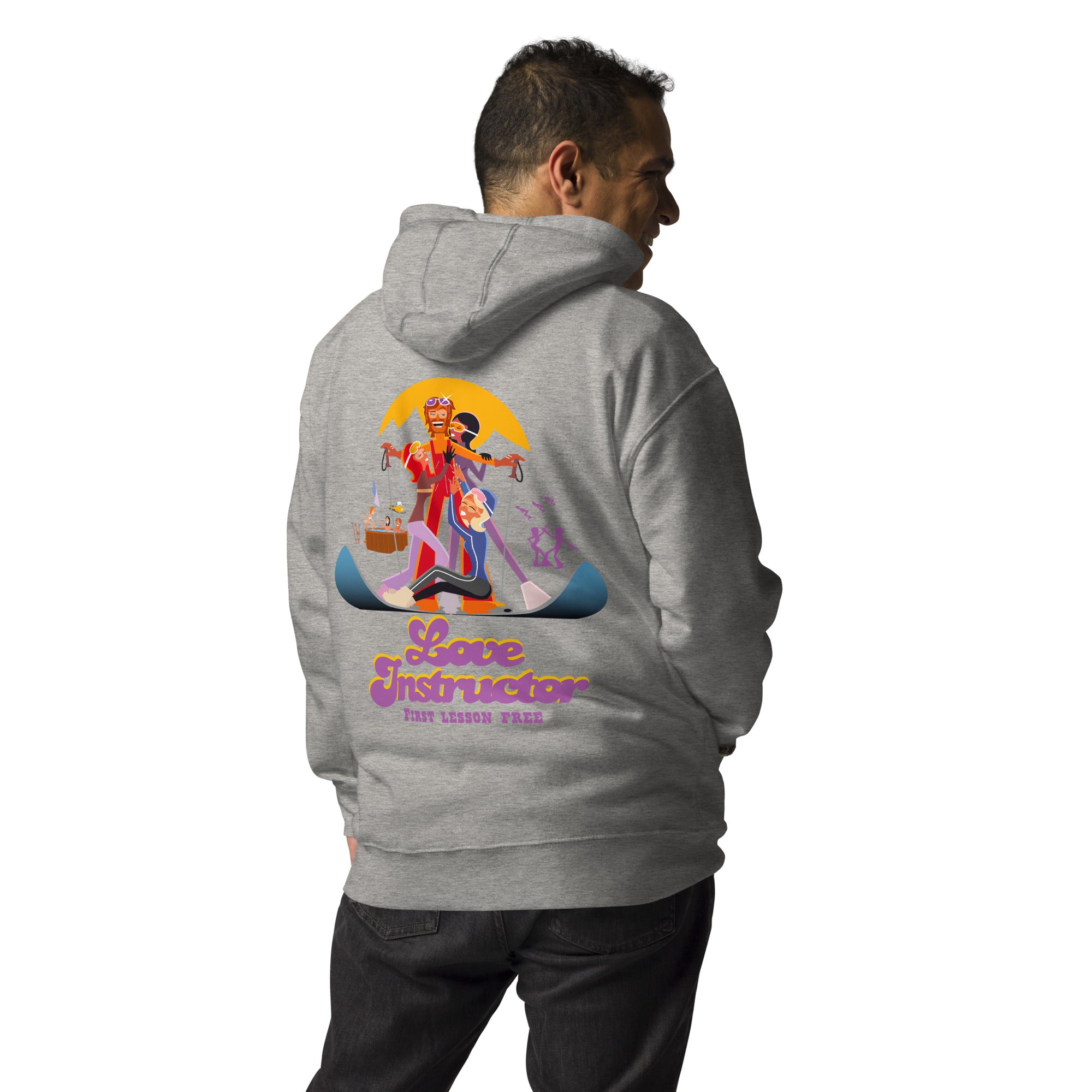 Unisex Cotton Hoodie Love Instructor First Lesson free large pattern in the back