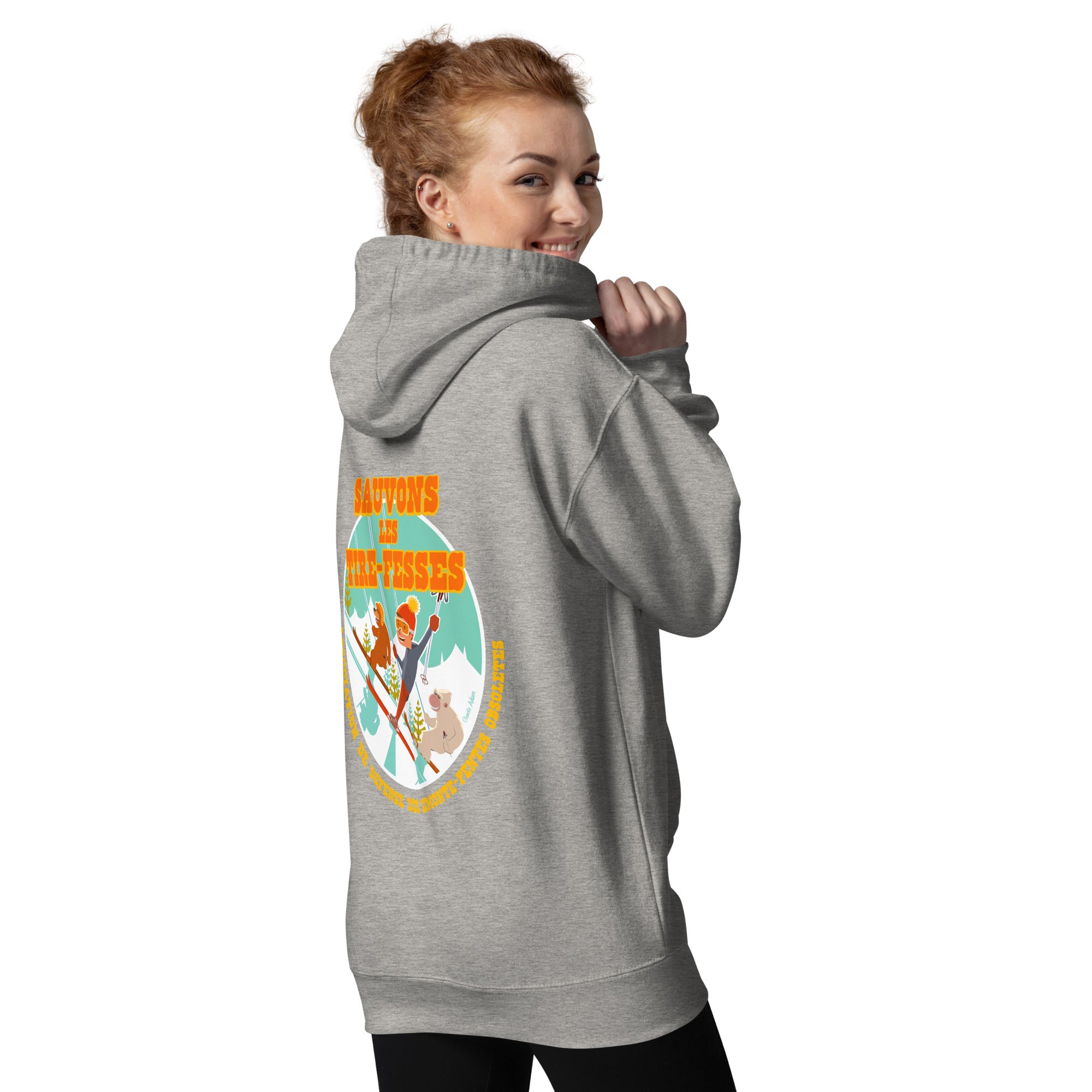 Unisex Cotton Hoodie Sauvons les Tires-fesses (front & back)