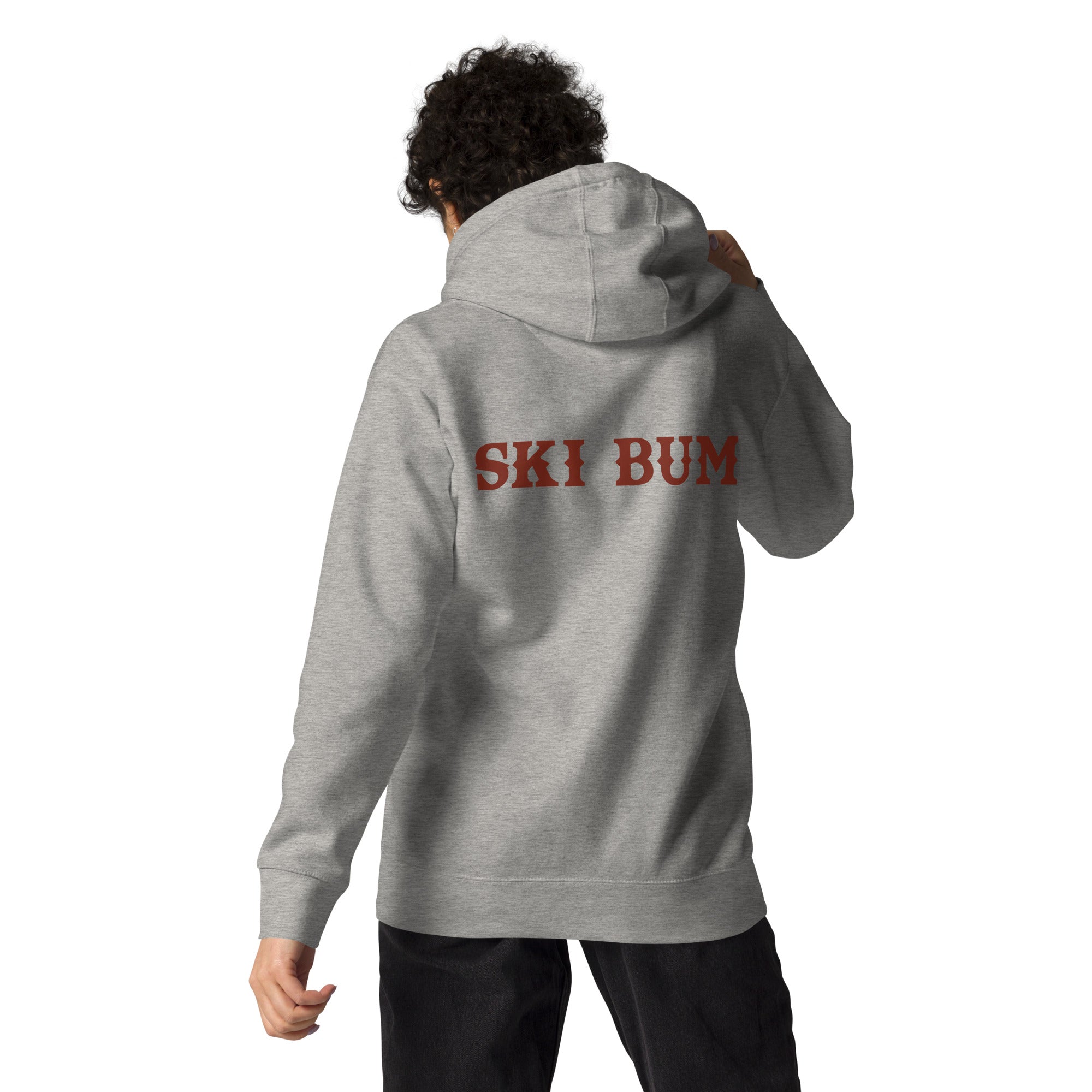 Unisex Cotton Hoodie Ski Bum dark text (front & back)