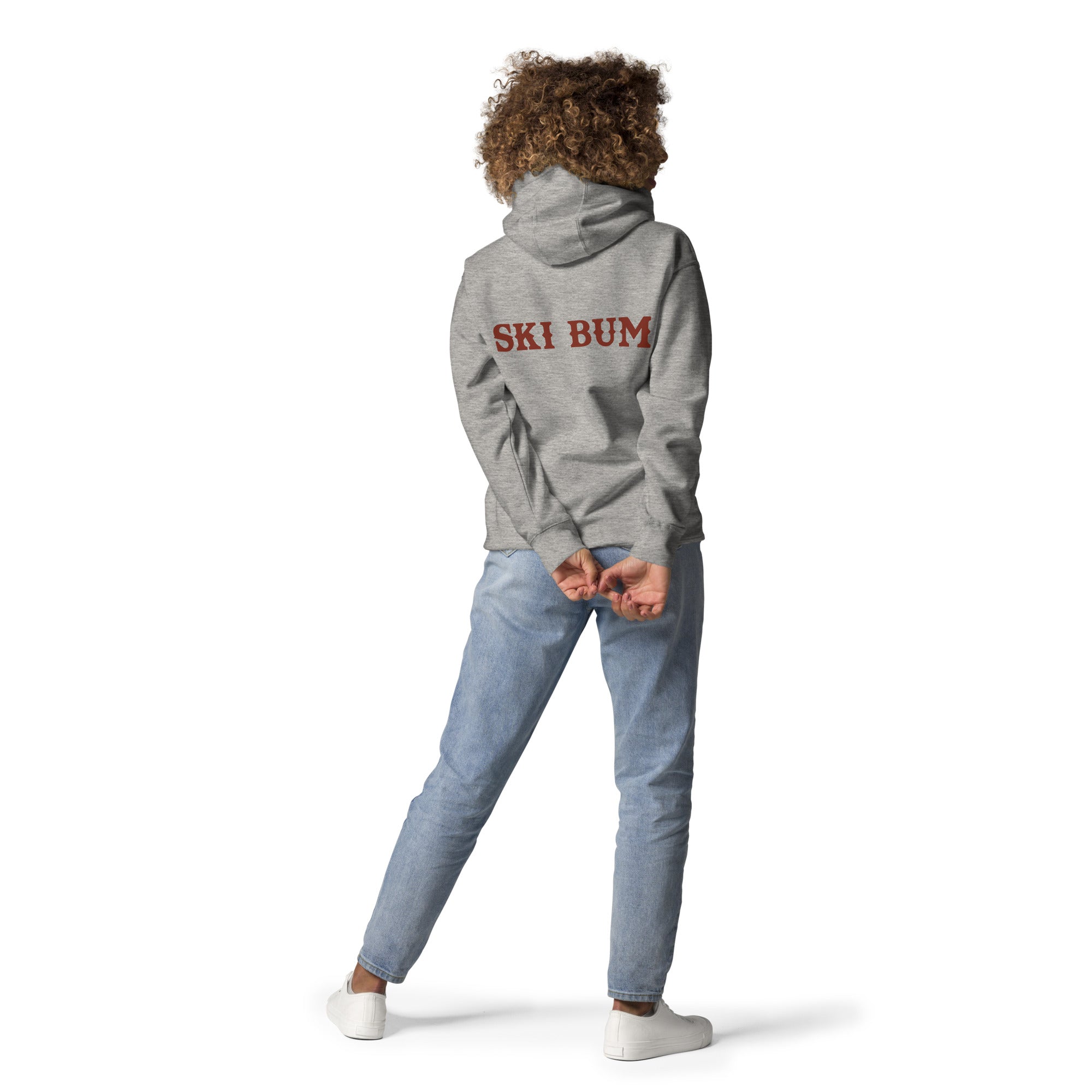 Unisex Cotton Hoodie Ski Bum dark text (front & back)