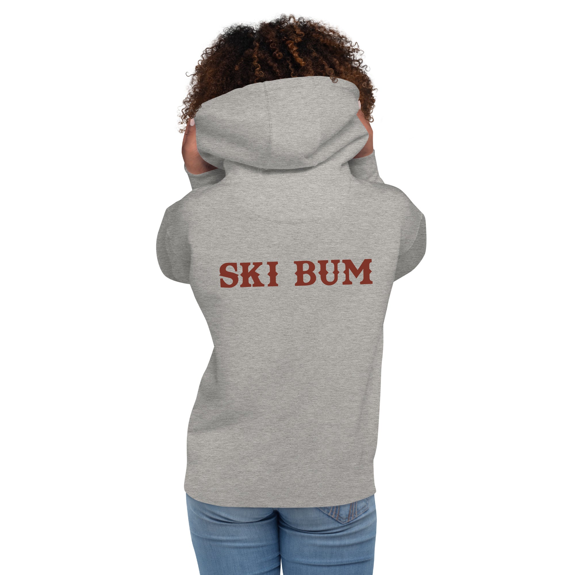 Unisex Cotton Hoodie Ski Bum dark text (front & back)