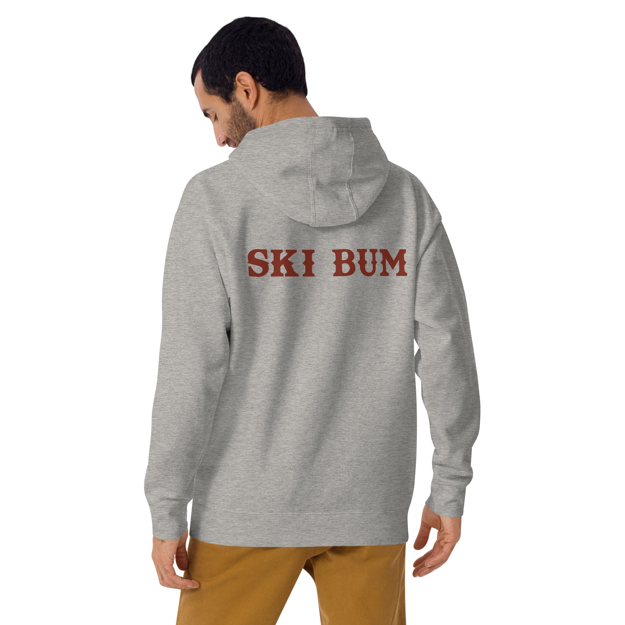 Unisex Cotton Hoodie Ski Bum dark text (front & back)