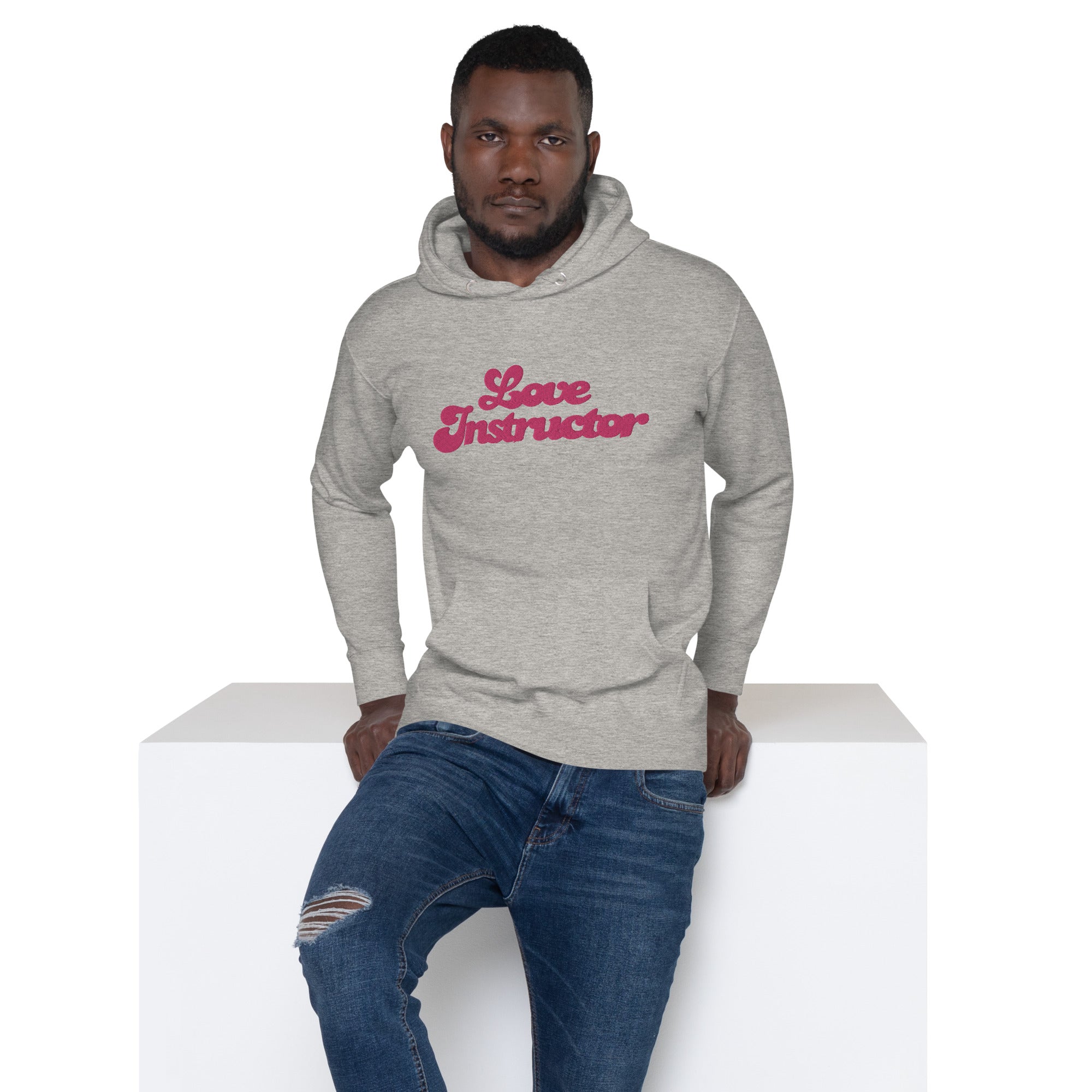 Sweat à capuche unisexe en coton Love Instructor grand motif brodé