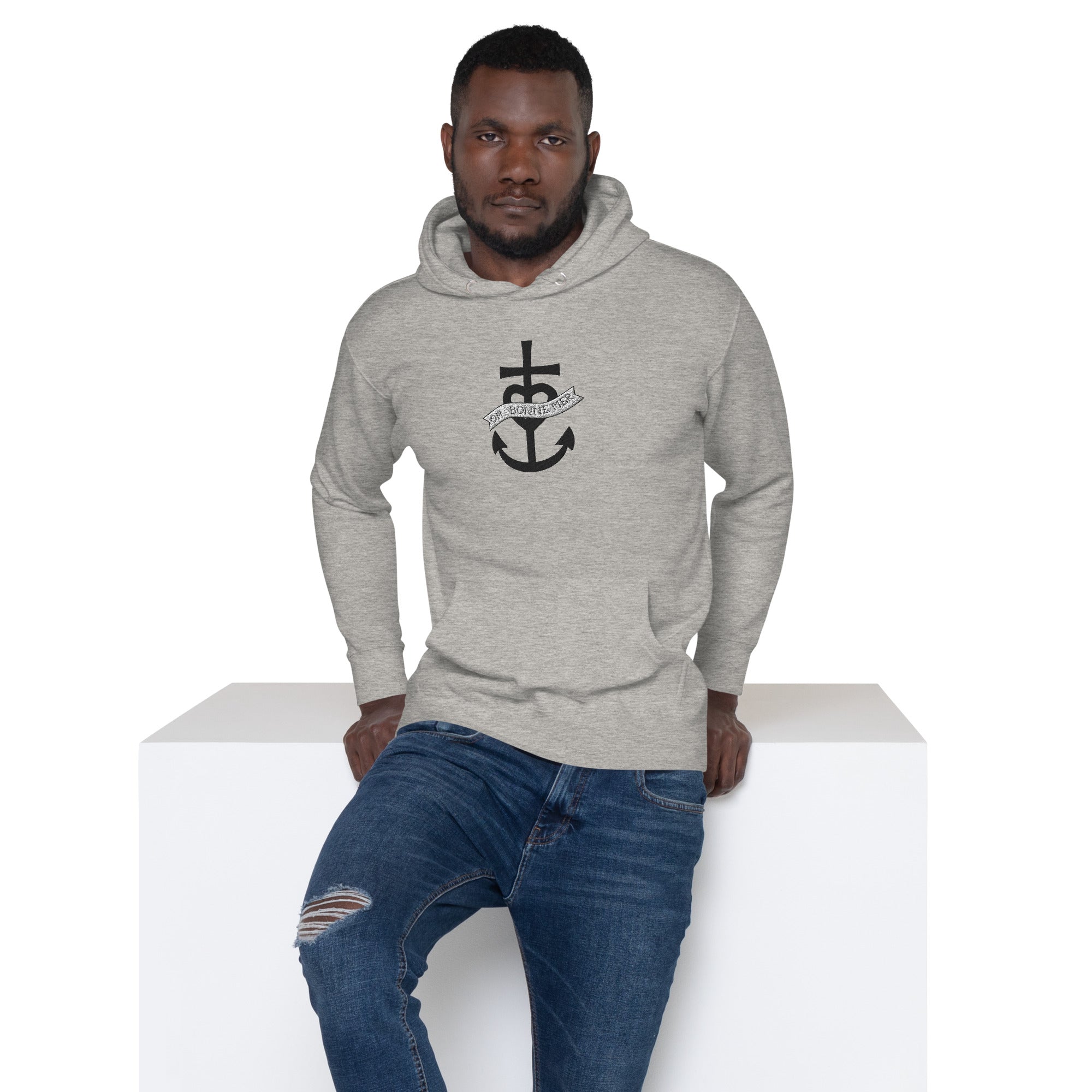 Sweat à capuche unisexe en coton Oh Bonne Mer 1 grand motif brodé