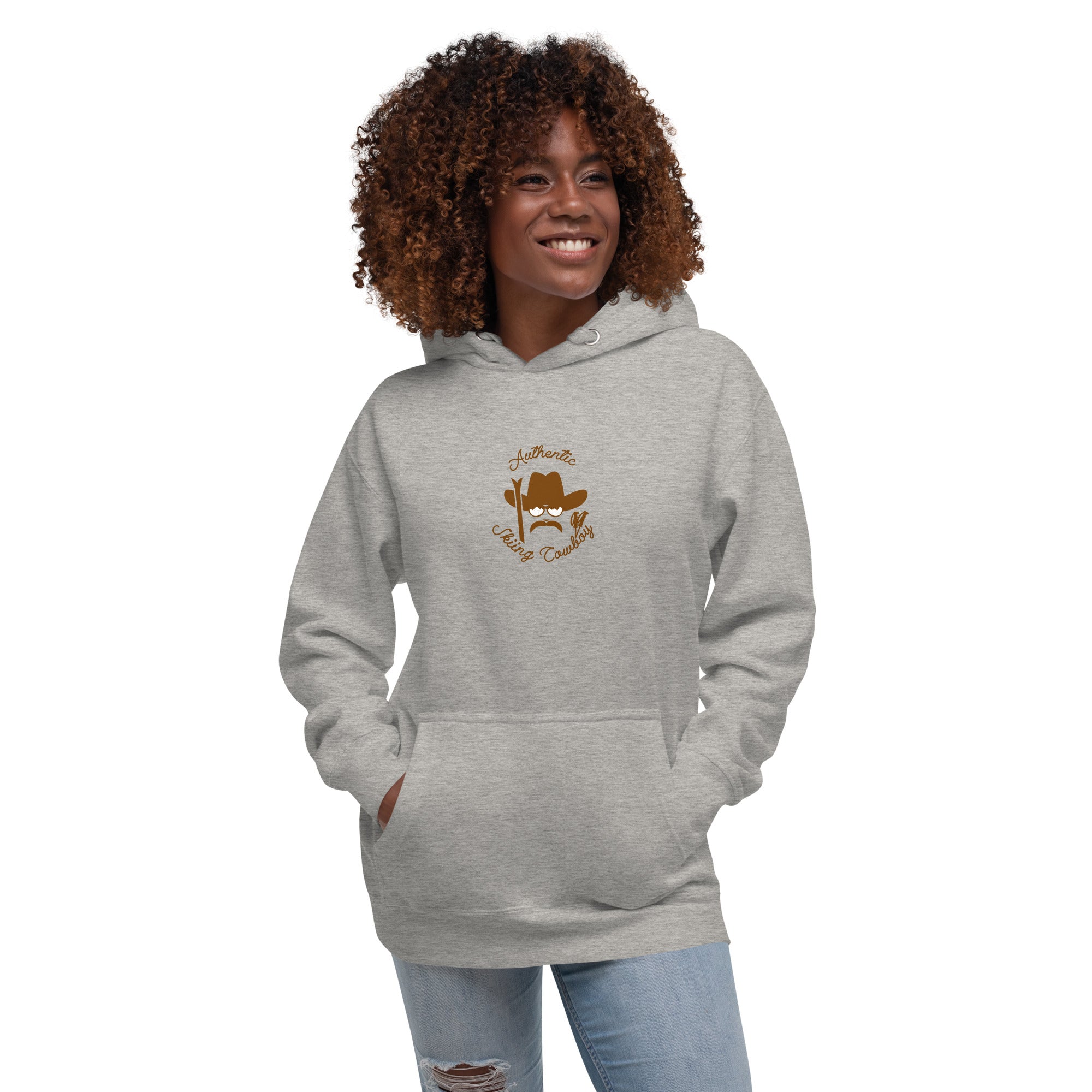 Sweat à capuche unisexe en coton Authentic Skiing Cowboy marron