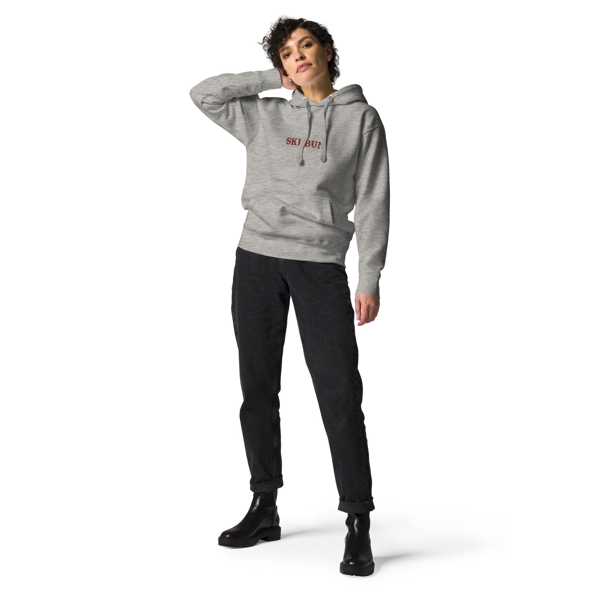 Unisex Cotton Hoodie Ski Bum dark text (front & back)