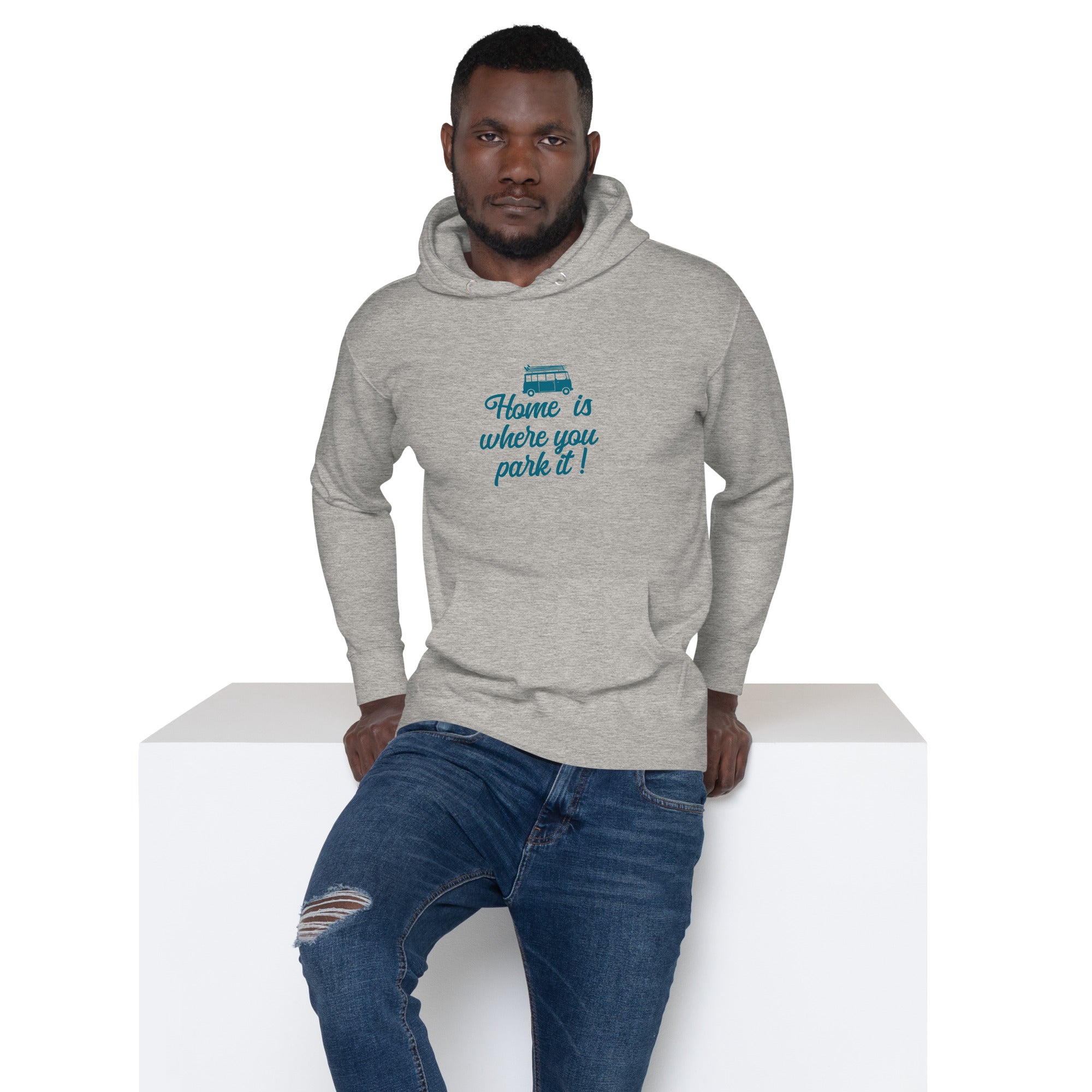 Unisex Cotton Hoodie Blue Surf Combi Home is where you park it