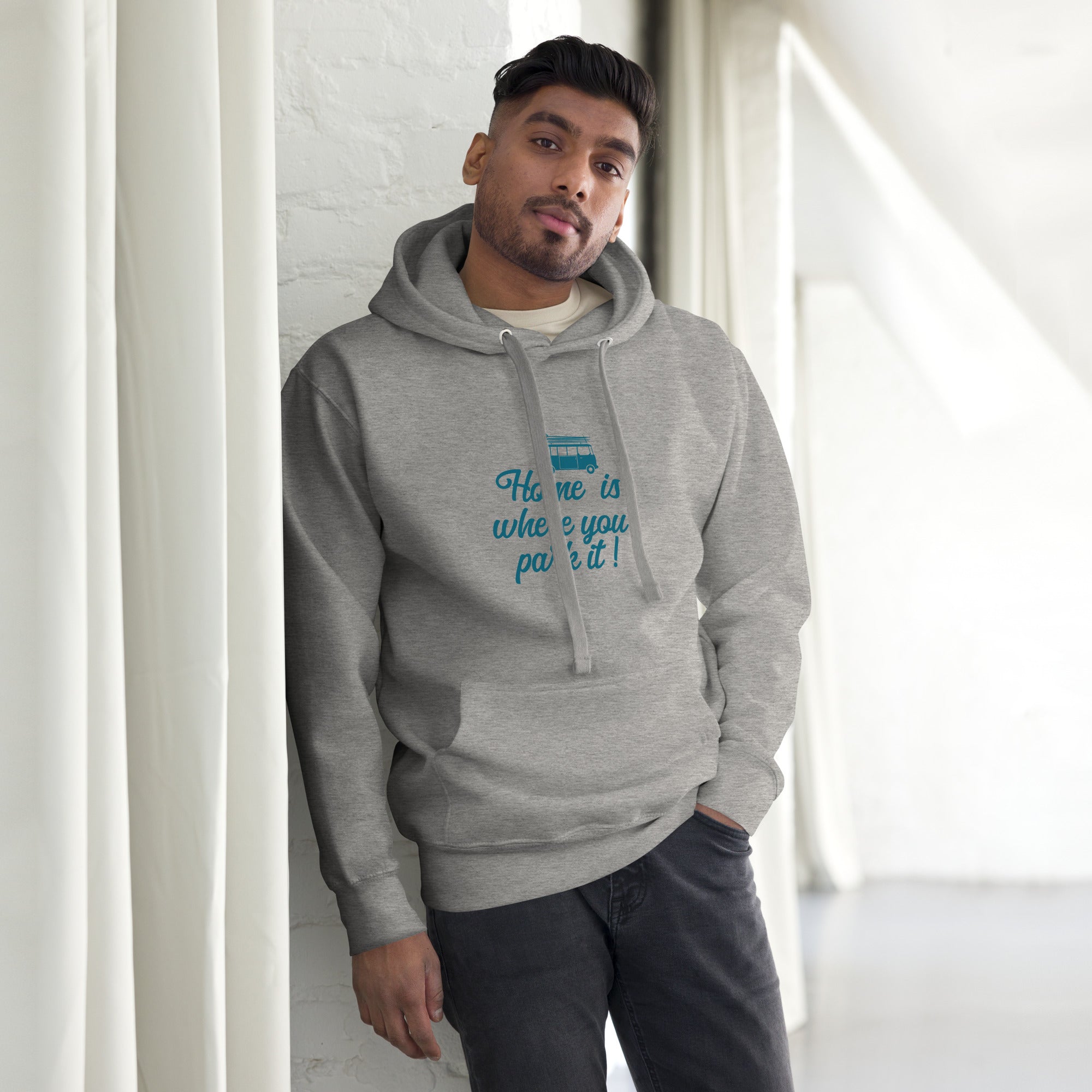 Unisex Cotton Hoodie Blue Surf Combi Home is where you park it