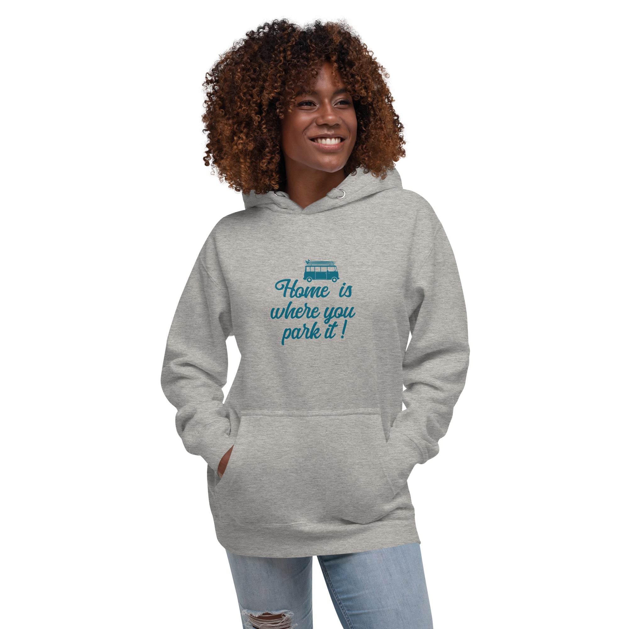 Unisex Cotton Hoodie Blue Surf Combi Home is where you park it